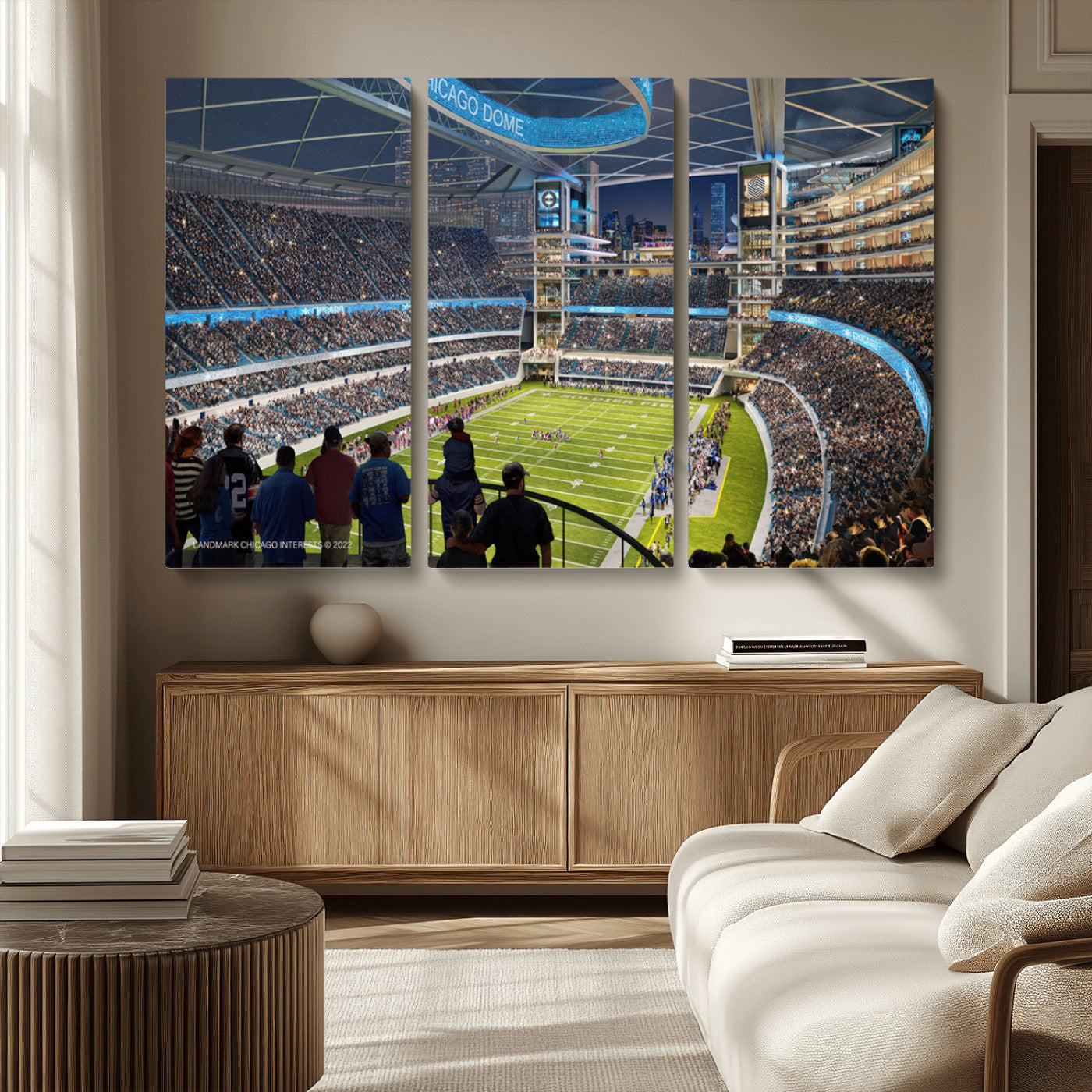 MGV-CV-48X32-3P - Chicago Bears Soldiers Field Wall Art Canvas Print – Framed Football Stadium Artwork for Sports