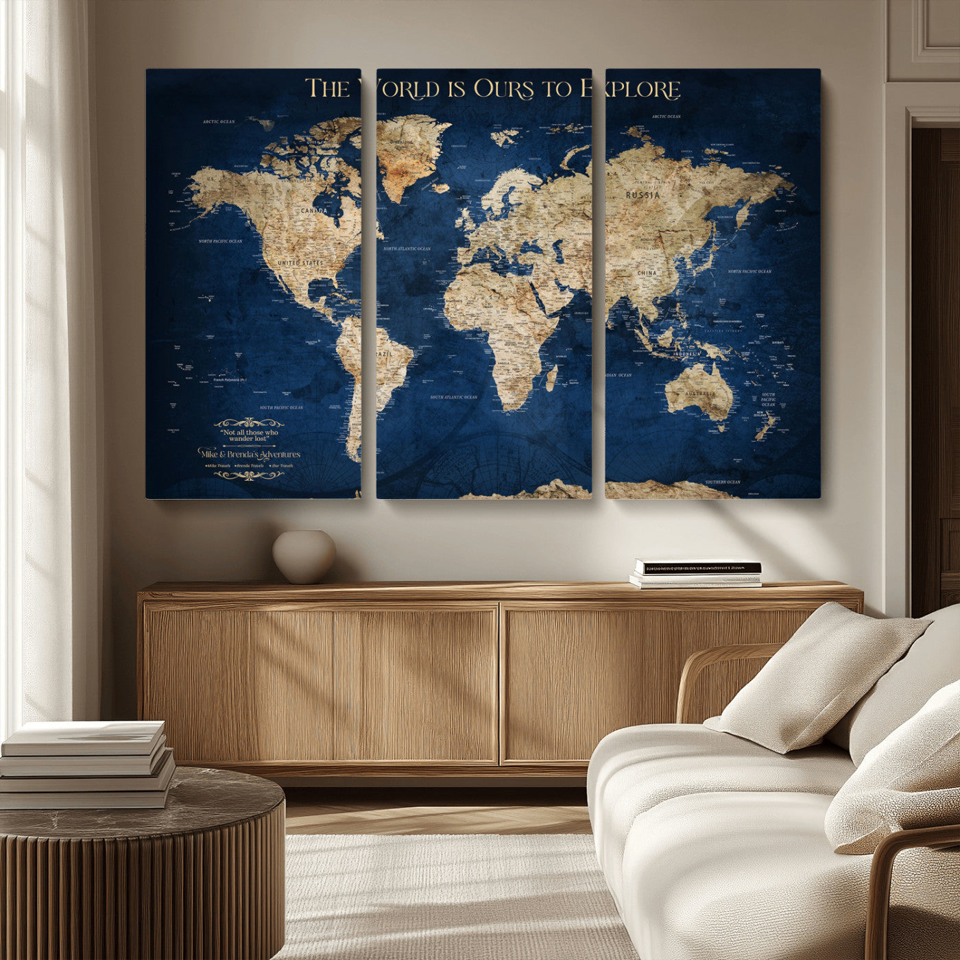 10181149-MGV-CV-36X24-Framed Push Pin World Travel Map – Canvas Wall Print of Where I’ve Been, Old-Style Adventure Map with Pins for Tracking Trips - H2-3