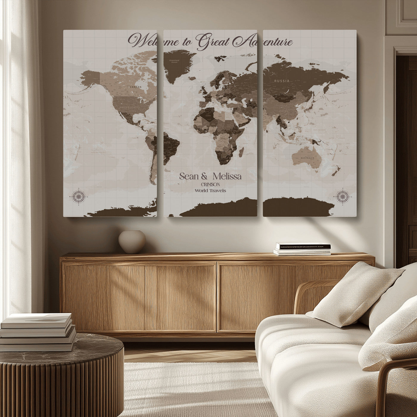 49871705-MGV-CV-36X24-Custom Push Pin World Map Wall Canvas Print – Personalized Travel Tracker with Pins – Framed Large Multi-Size Canvas for Home Office Decor