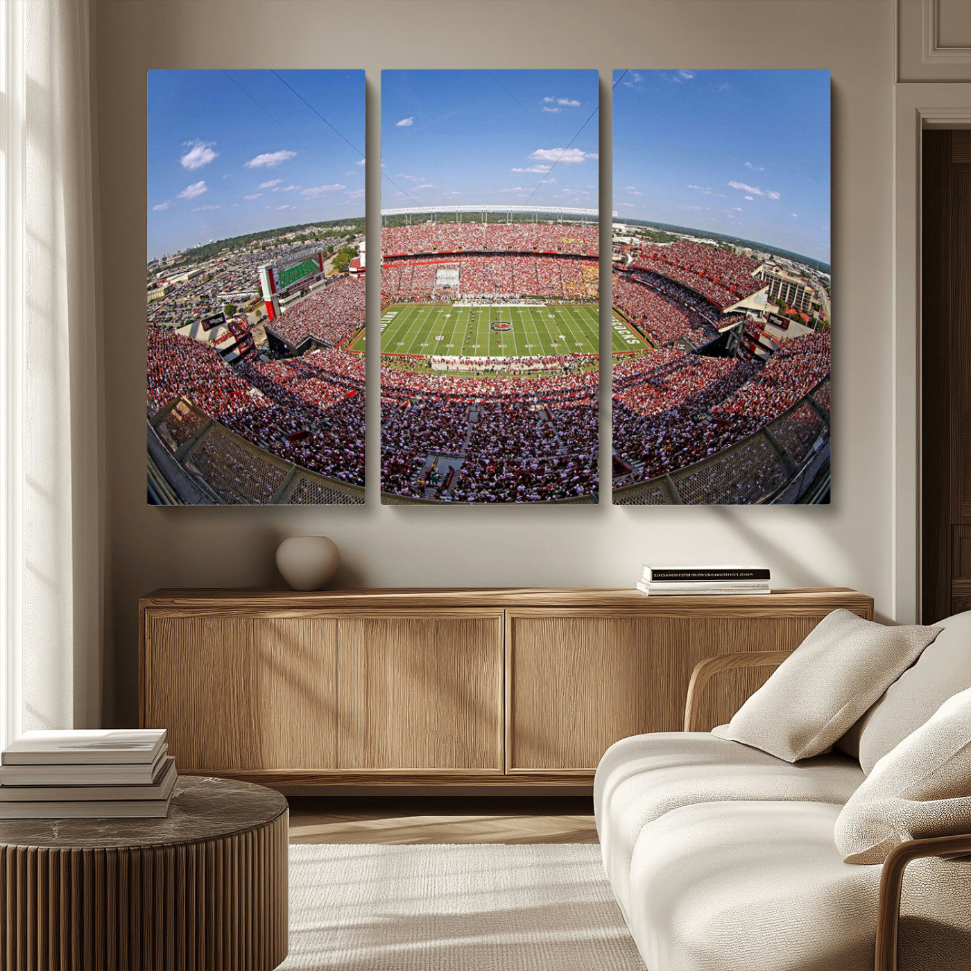 29492070-MGV-CV-48X32-3P - William Brice Stadium Wall Art Canvas Print – Stadium Crowd Sports Field Outdoor Event Football Game Artwork for Home Office