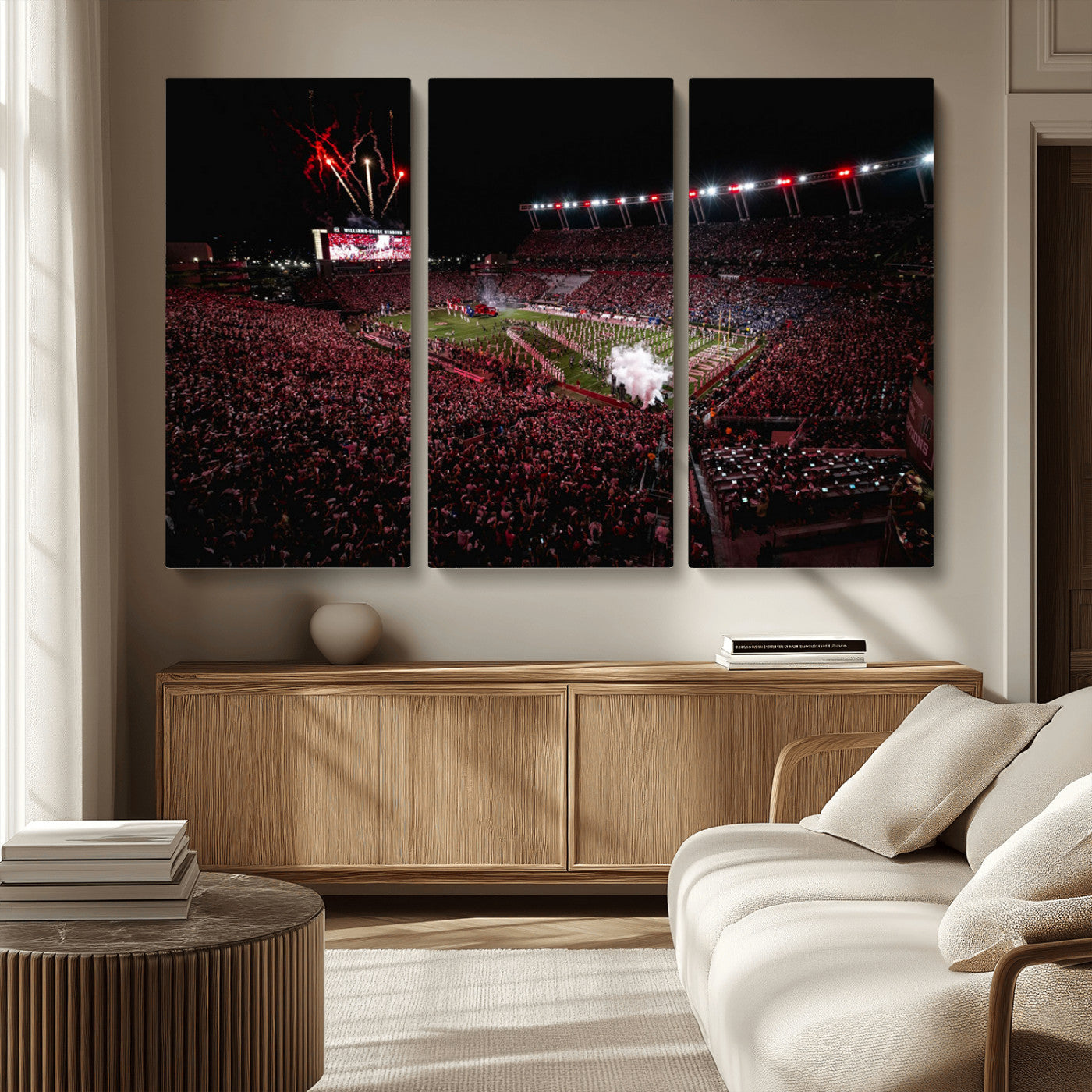60690191-MGV-CV-48X32-3P - William Brice Stadium Wall Art Print – Baseball Game Room Artwork Print for Basement Dorm, Home, Office