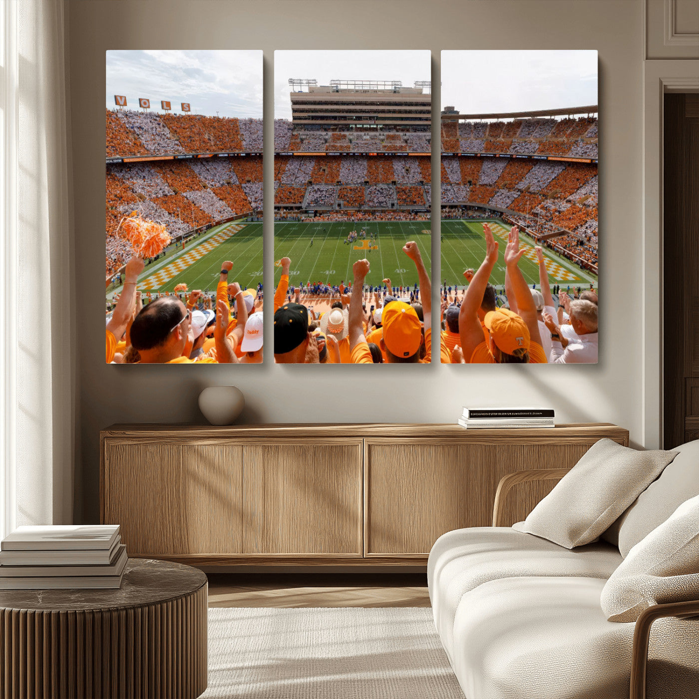 76011417-MGV-CV-48X32-3P - Tennessee Neyland Stadium Wall Art, Sports Arena Canvas Print, Panoramic Stadium Artwork for Home, Office