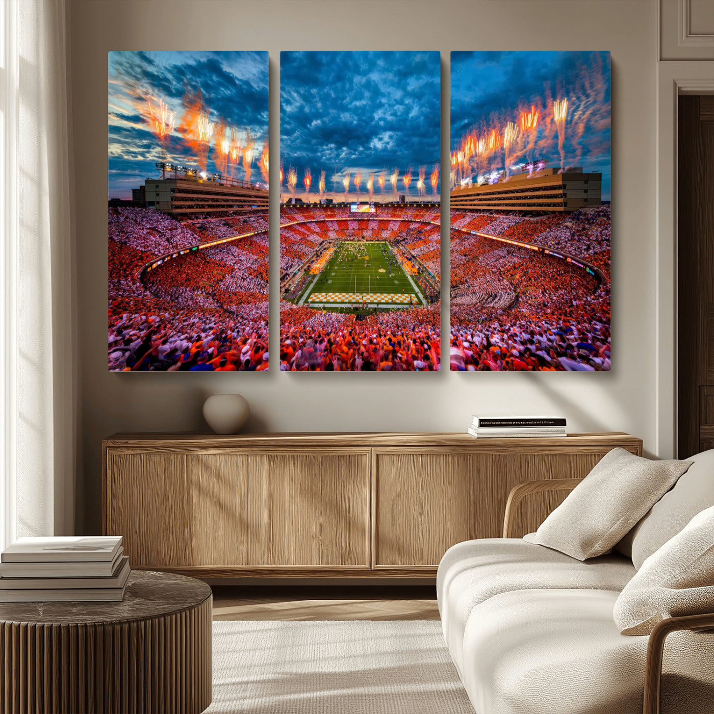 MGV-CV-48X32-3P - Tennessee Neyland Stadium Wall Art Print, Sports Arena Canvas Wall Art, Panoramic Stadium Canvas