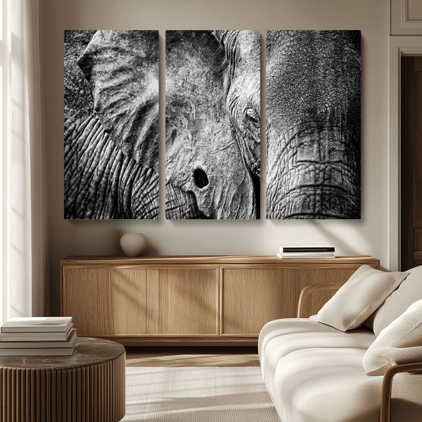 MGV-CV-48X32-3P - Wild Old Elephant Wall Art Canvas Print