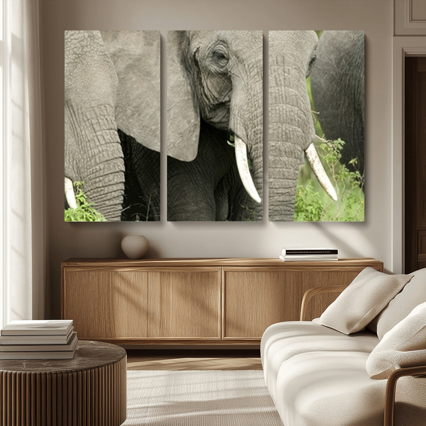 MGV-CV-48X32-3P - Wild Elephant Wall Art Canvas Print