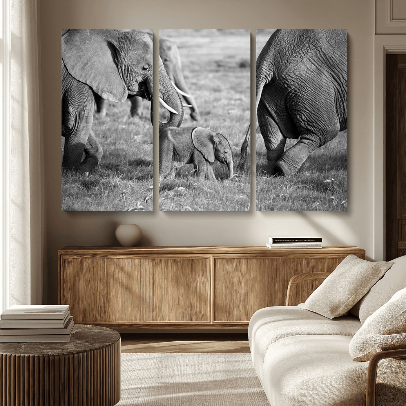 MGV-CV-48X32-3P - Wild Elephant Wall Art Canvas Print