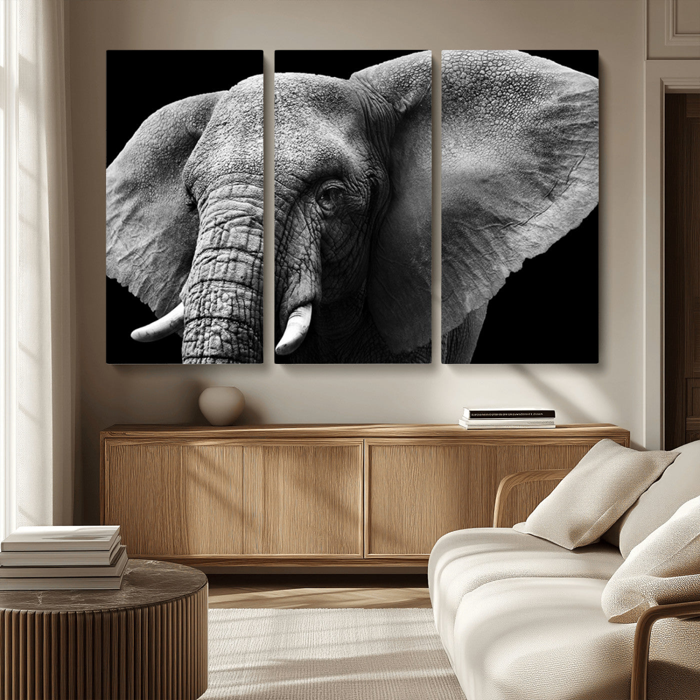 MGV-CV-48X32-3P - Big Elephant Close Up Wall Art Canvas Print