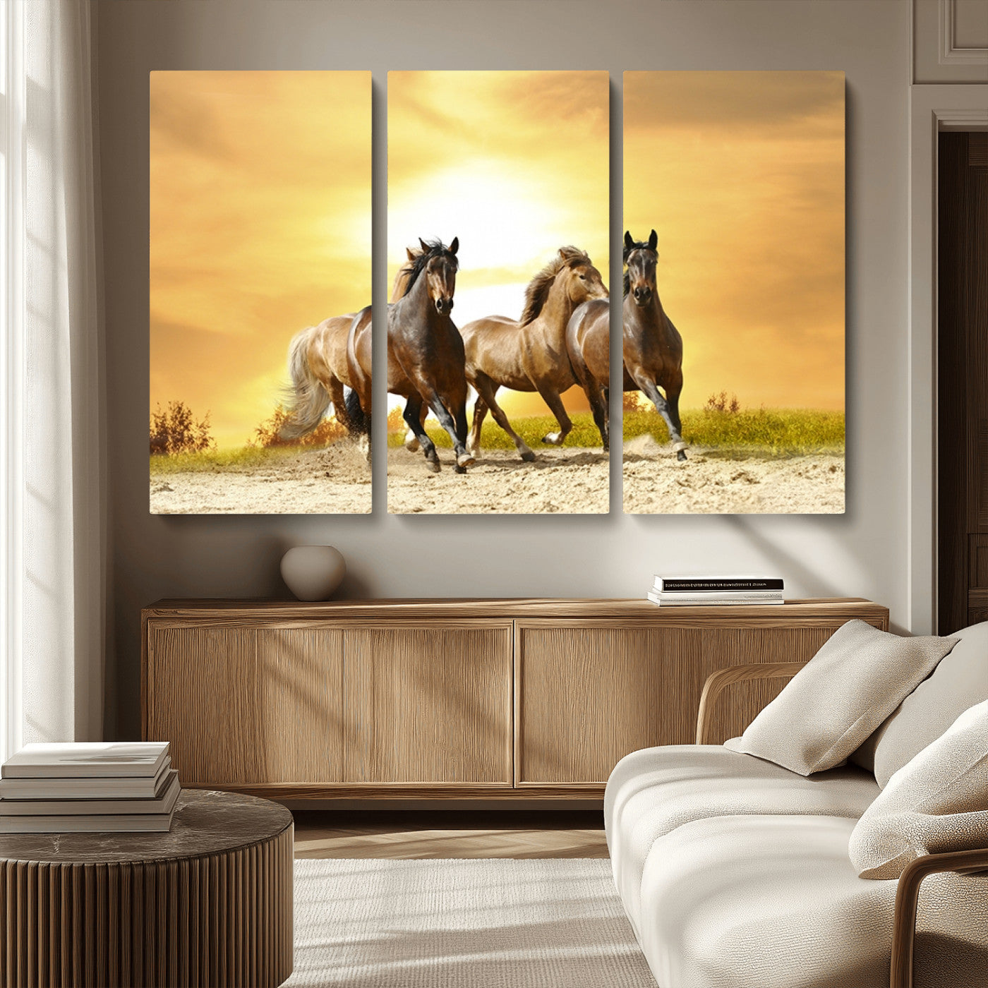 MGV-CV-48X32-3P - Wild Horses Wall Art Canvas Print