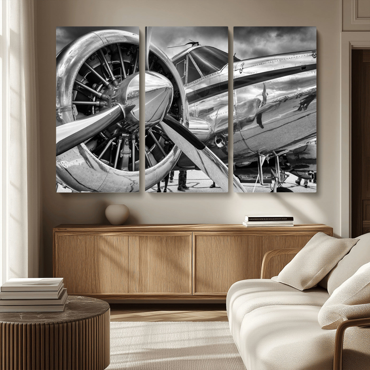 MGV-CV-48X32-3P - Vintage Antique Airplane Wall Art Canvas Print