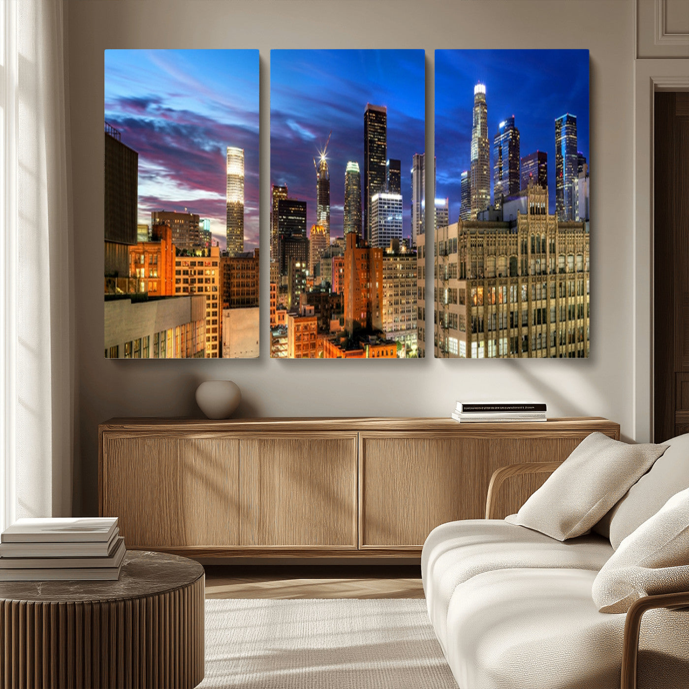 MGV-CV-48X32-3P - Los Angeles Night Wall Art Canvas Print
