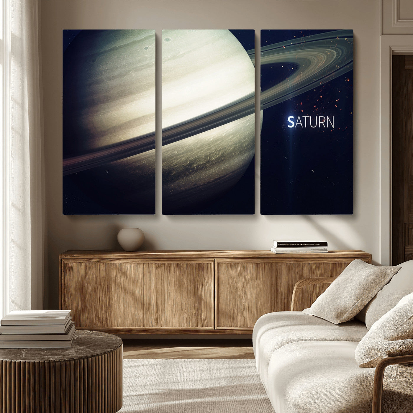 MGV-CV-48X32-3P - Framed Saturn Wall Art Canvas Print