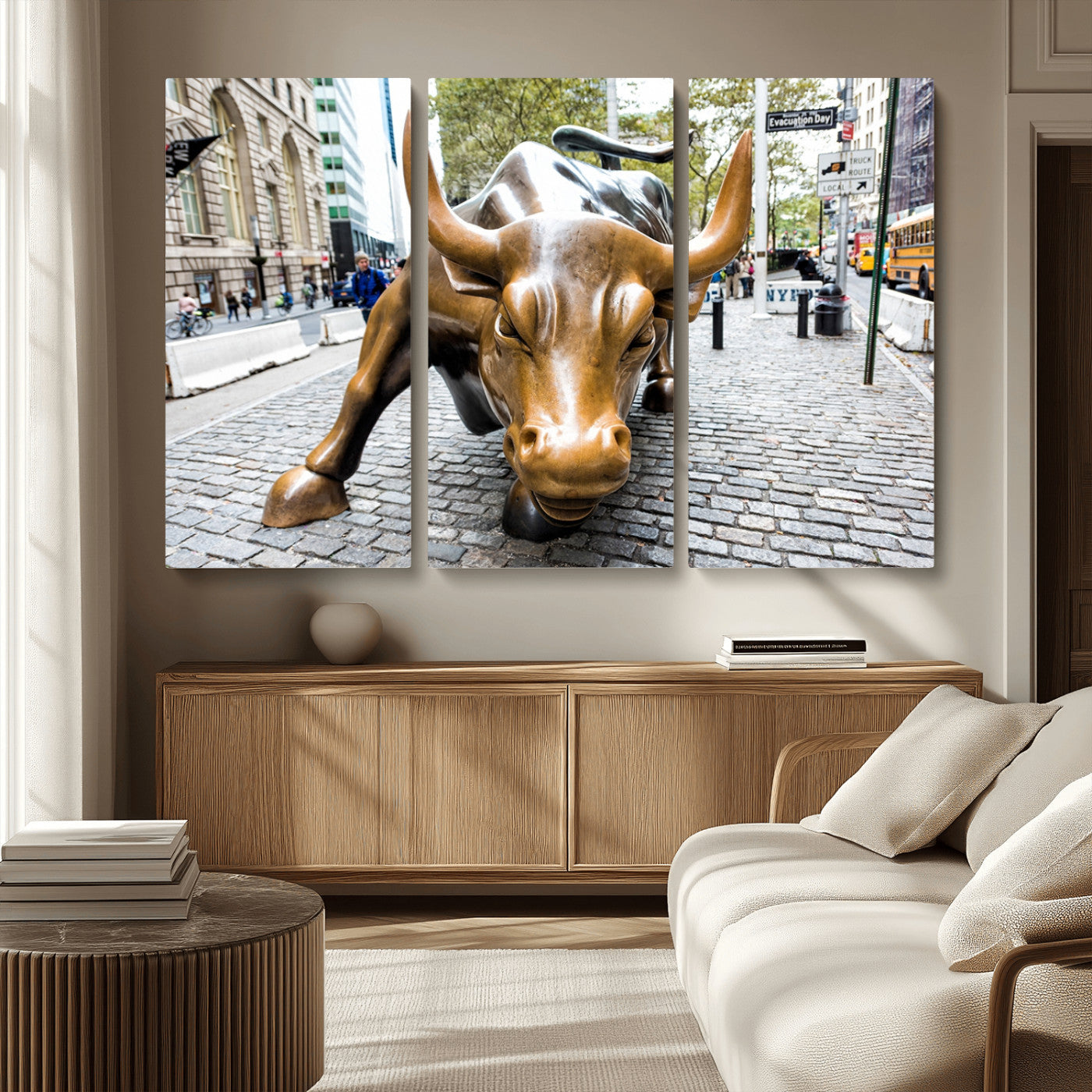 MGV-CV-48X32-3P - Charging Bull Wall Art Canvas Print
