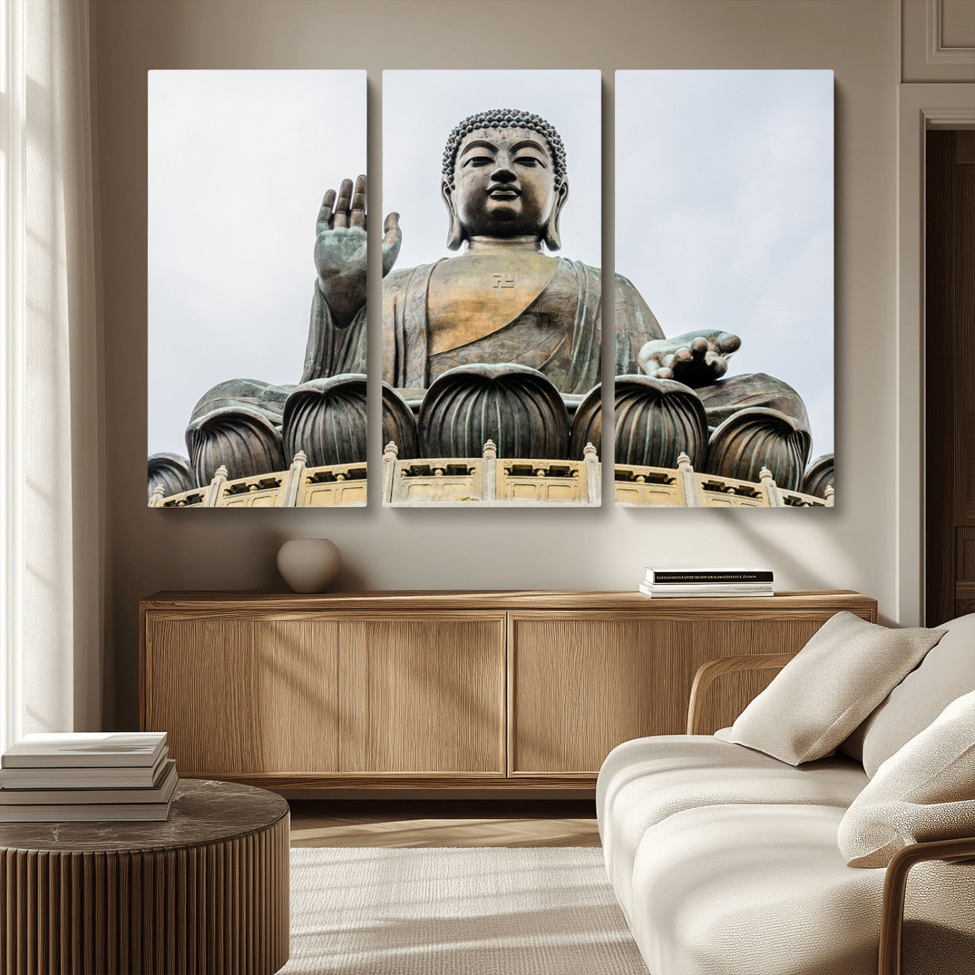 MGV-CV-48X32-3P - Buddha Statue Wall Art Canvas Print
