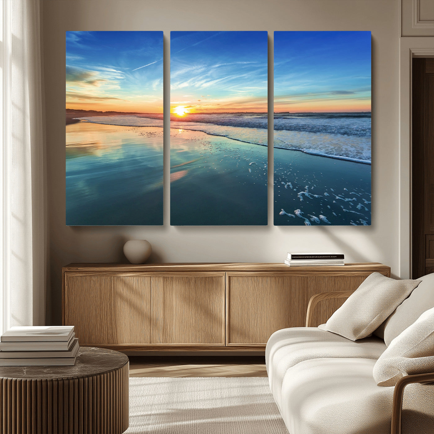 MGV-CV-48X32-3P - Blue Sky and Beach Wall Art Canvas Print