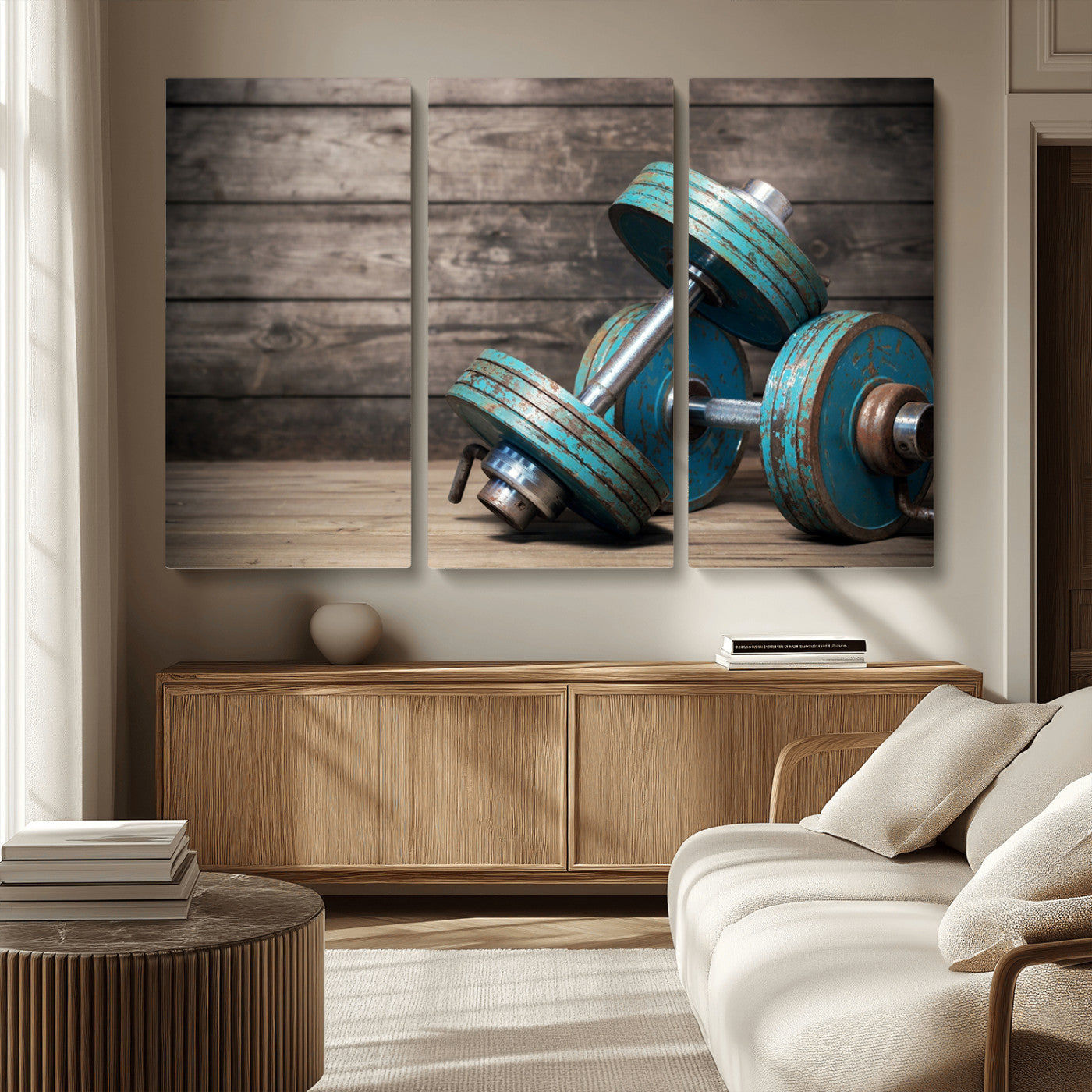 MGV-CV-48X32-3P - Dambell and Sport Wall Art Canvas Print
