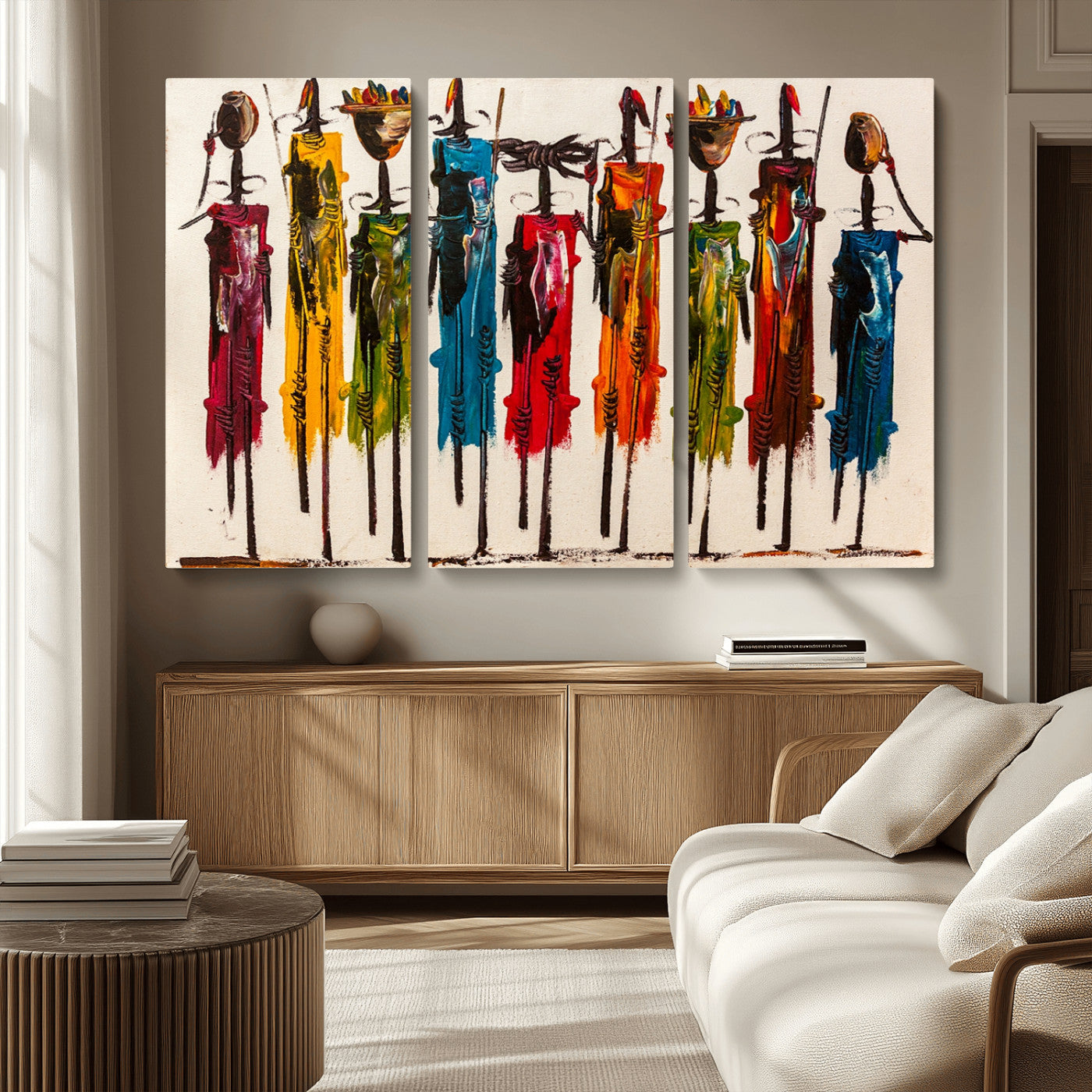 MGV-CV-48X32-3P - Abstract African Women Wall Art Canvas Print