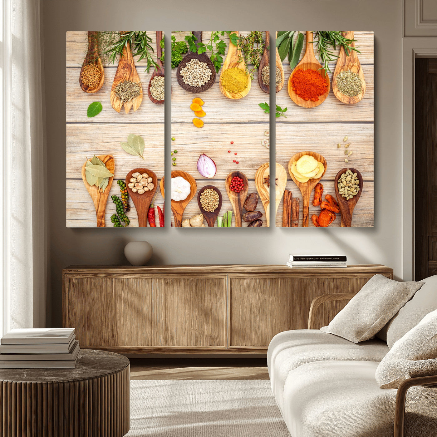 MGV-CV-48X32-3P - Kitchen Spice on the Table Wall Art, Kitchen Spice Wall Art Canvas Print