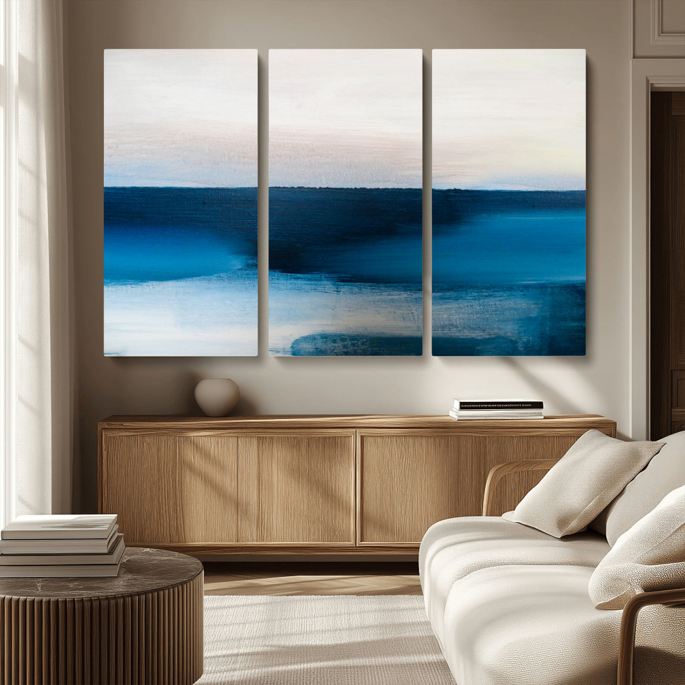MGV-CV-48X32-3P - Dark Blue Abstract Wall Art Canvas Print