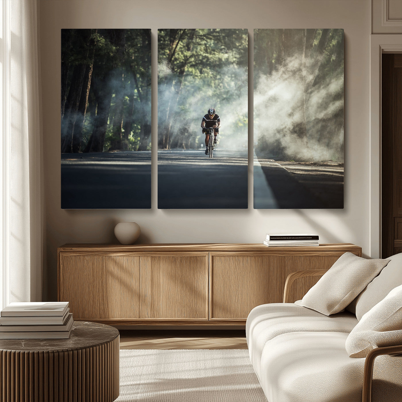 MGV-CV-48X32-3P - Cycling Road Bike in the Morning, Cycling Road Bike Canvas Print