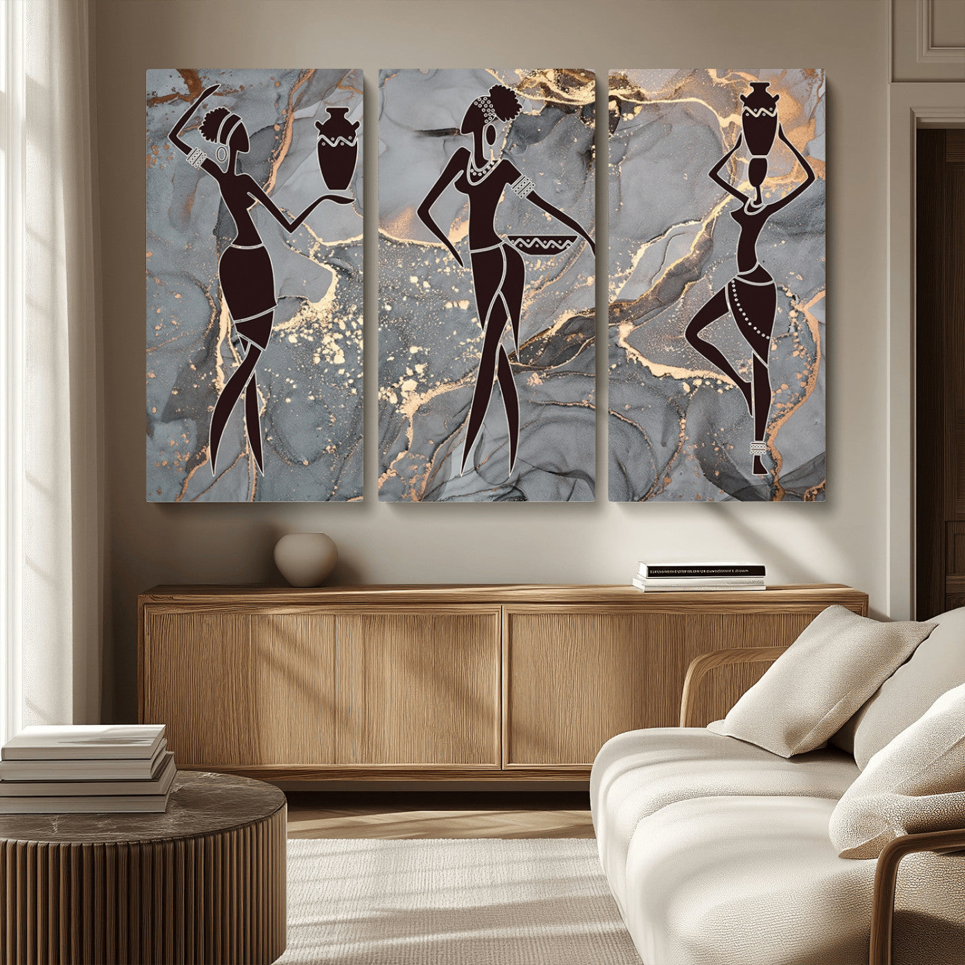 MGV-CV-48X32-3P - Abstract African Womens Art Canvas Print