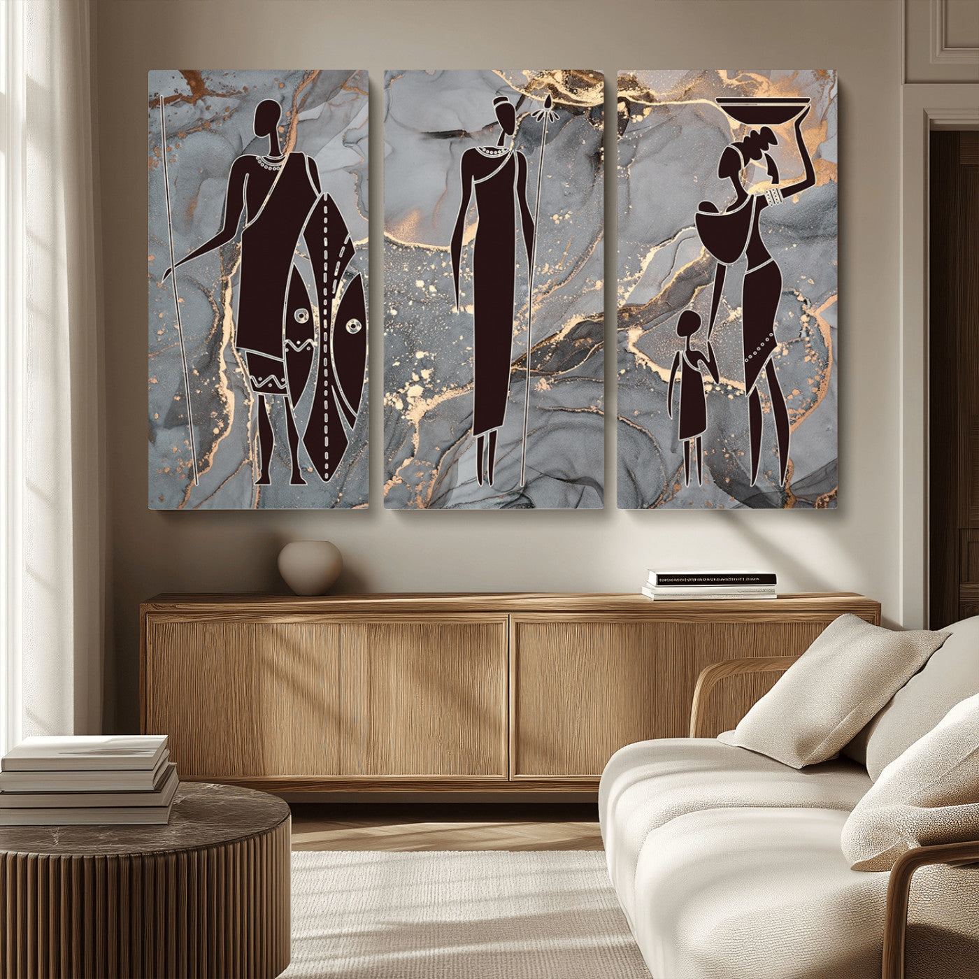 MGV-CV-48X32-3P - African American Wall Art African Women Painting Canvas Print