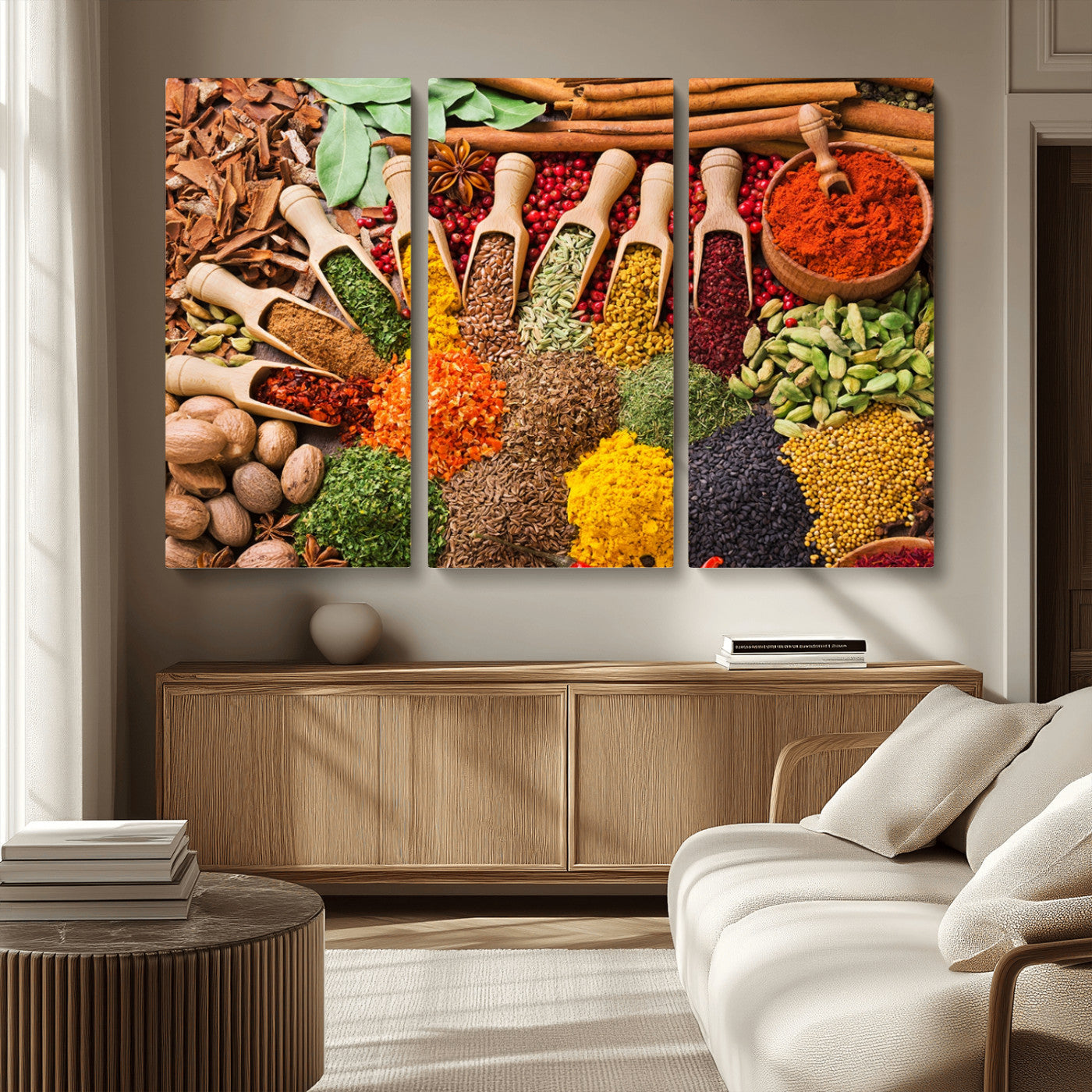 MGV-CV-48X32-3P - Herbs and Spices Art Canvas Print for Kitchen Kitchen, Dining Room Wall Decor