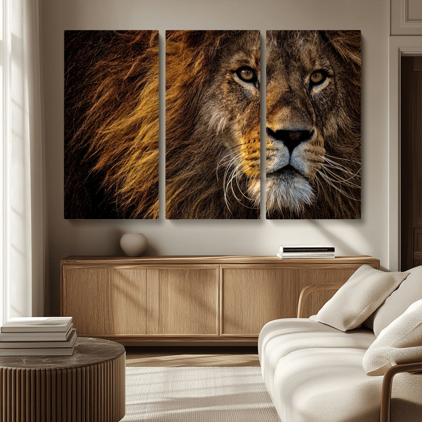 MGV-CV-48X32-3P - Mighty Lion Wall Art Animal Canvas Print