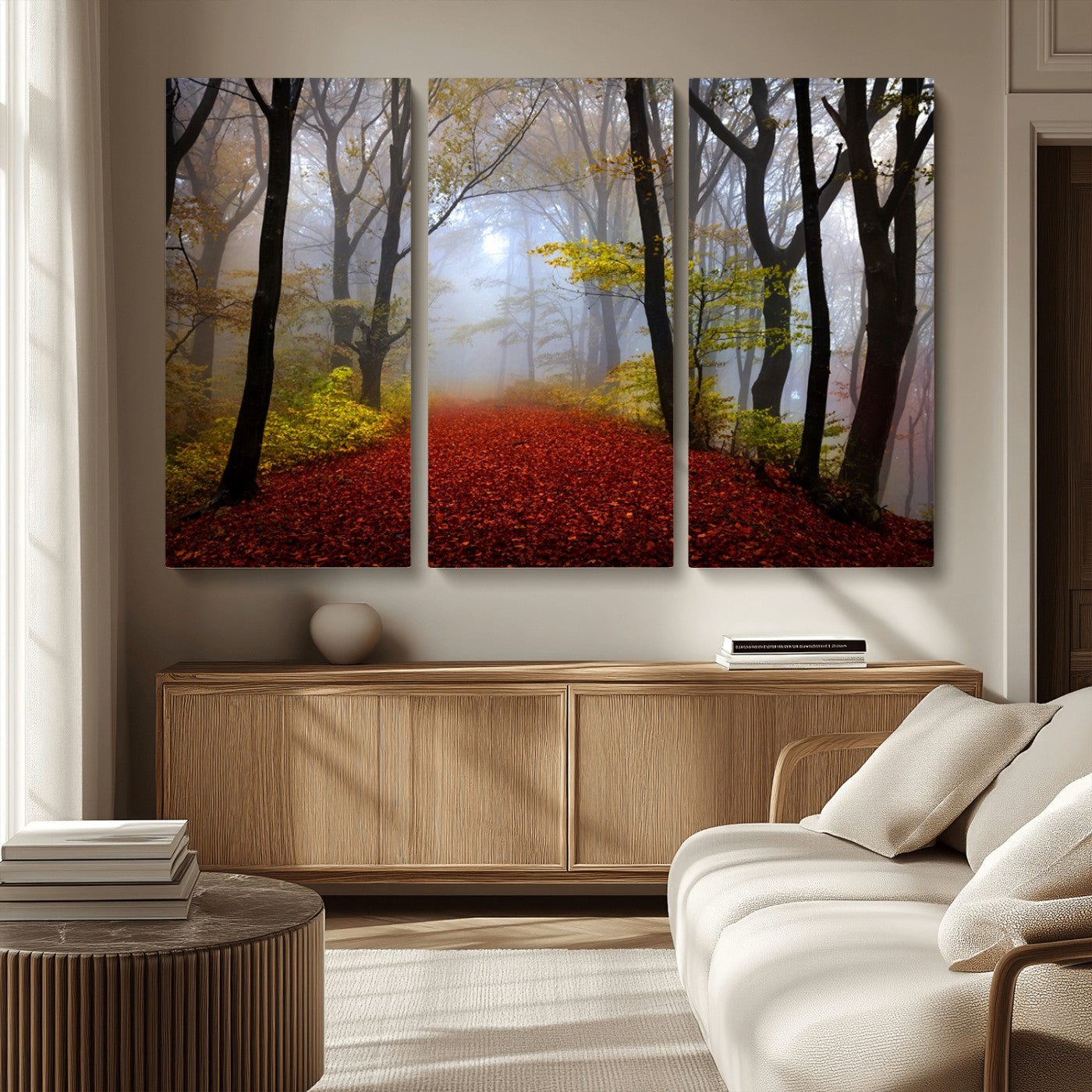 MGV-CV-48X32-3P - Foggy Forest Wall Art Landscape Canvas Print