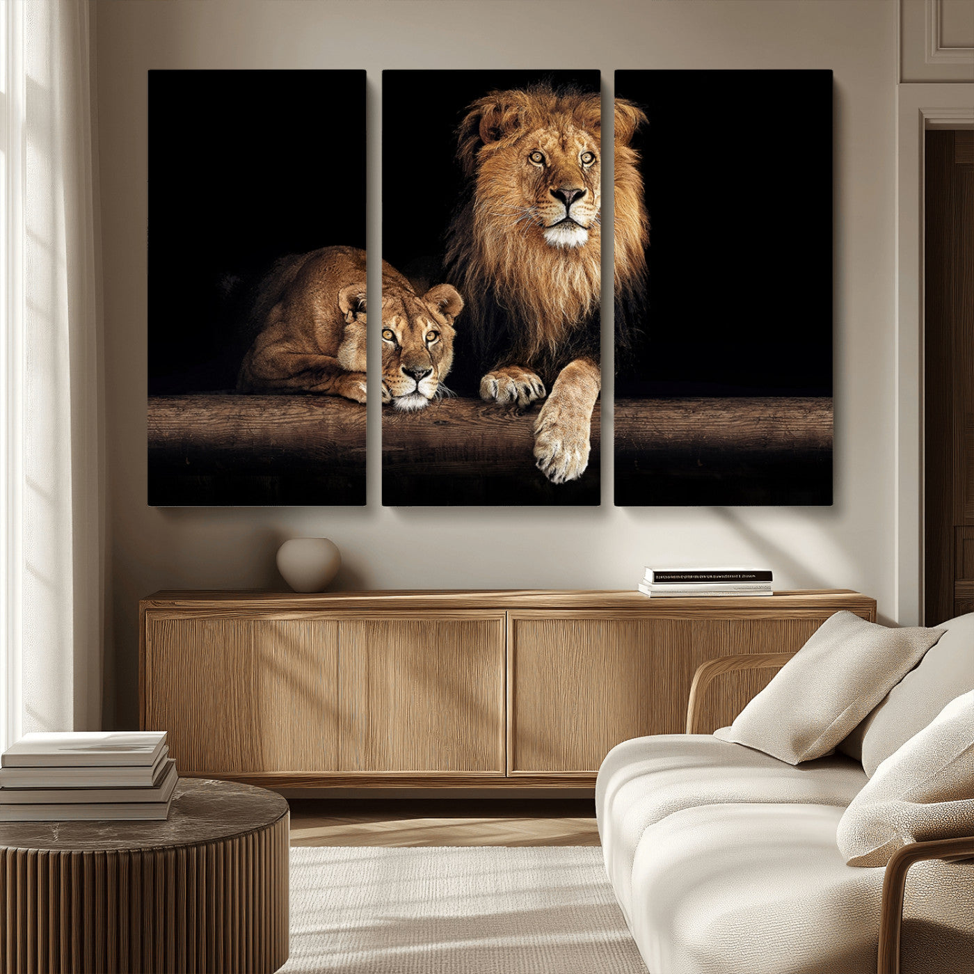 MGV-CV-48X32-3P - Lion Canvas Wall Art Animal Print