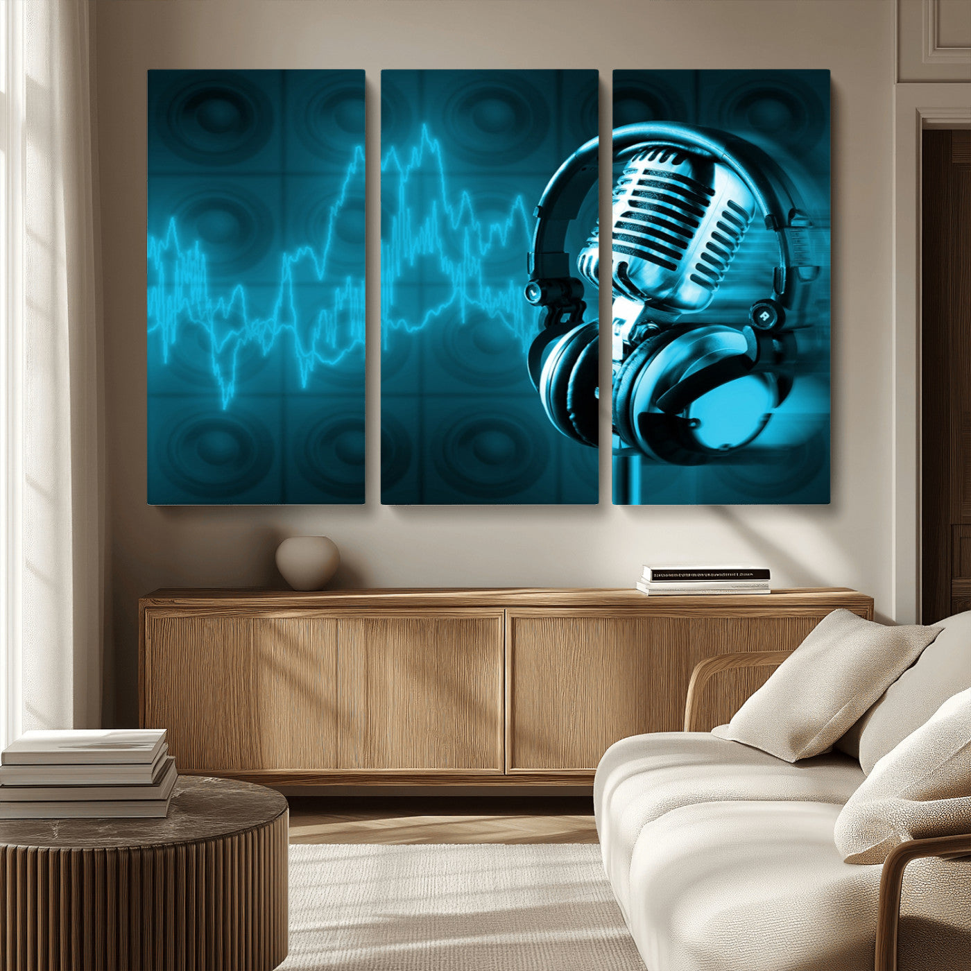 MGV-CV-48X32-3P - Music and Microphone Wall Art Canvas Print