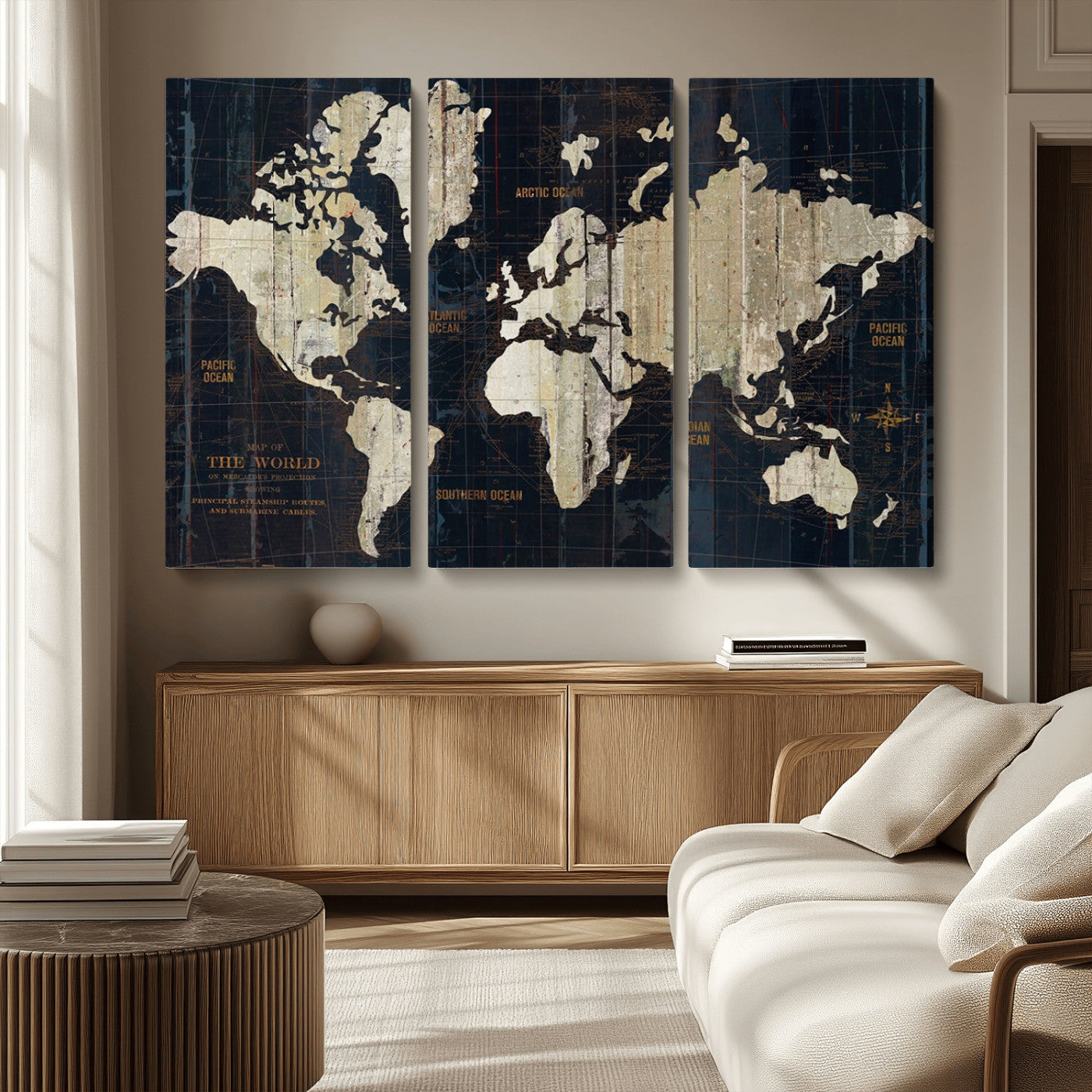 MGV-CV-48X32-3P - Push Pin World Map Canvas Print – Framed Wall Art for Couples to Track Their Travels – Anniversary