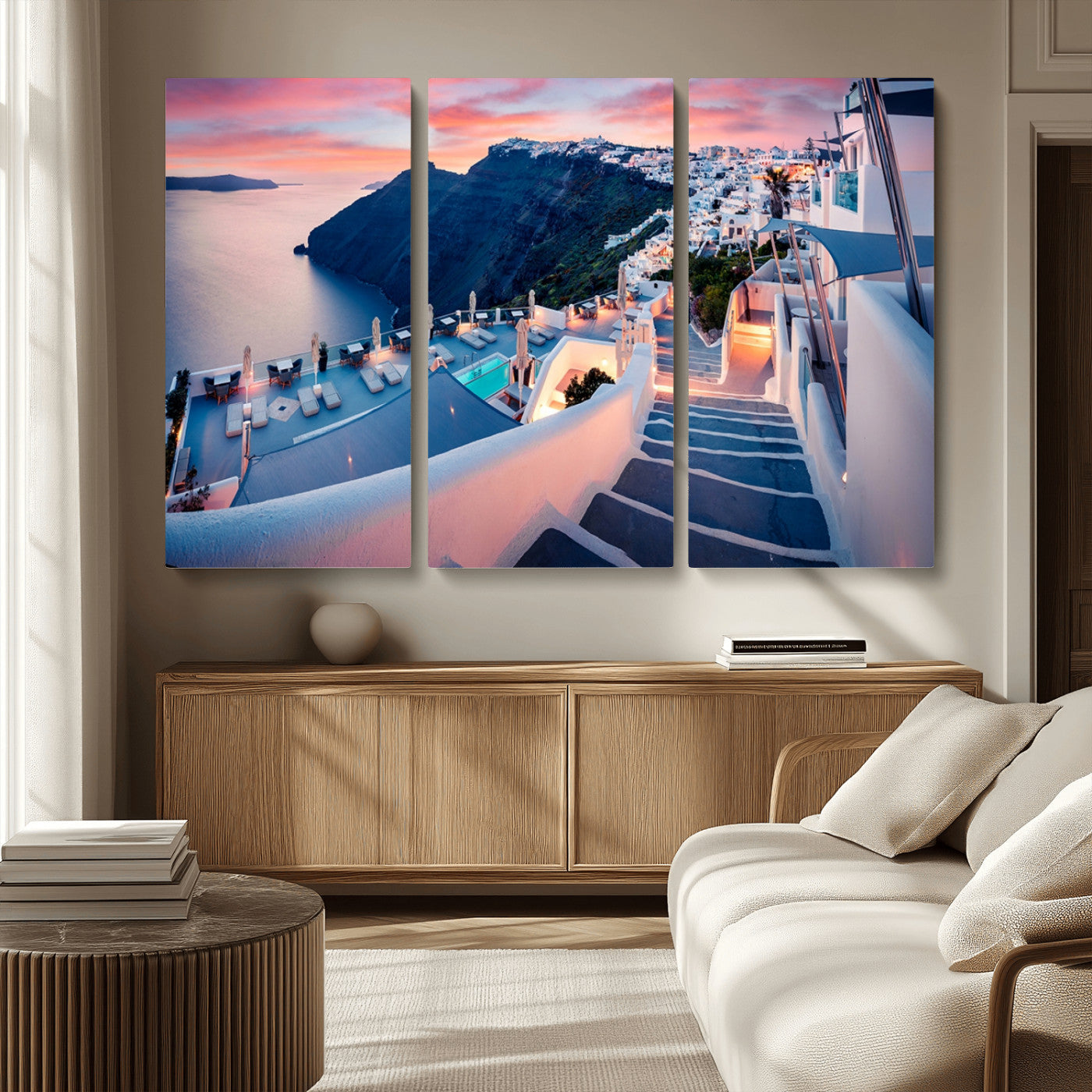 MGV-CV-48X32-3P - Santorini Island Wall Art Canvas Print