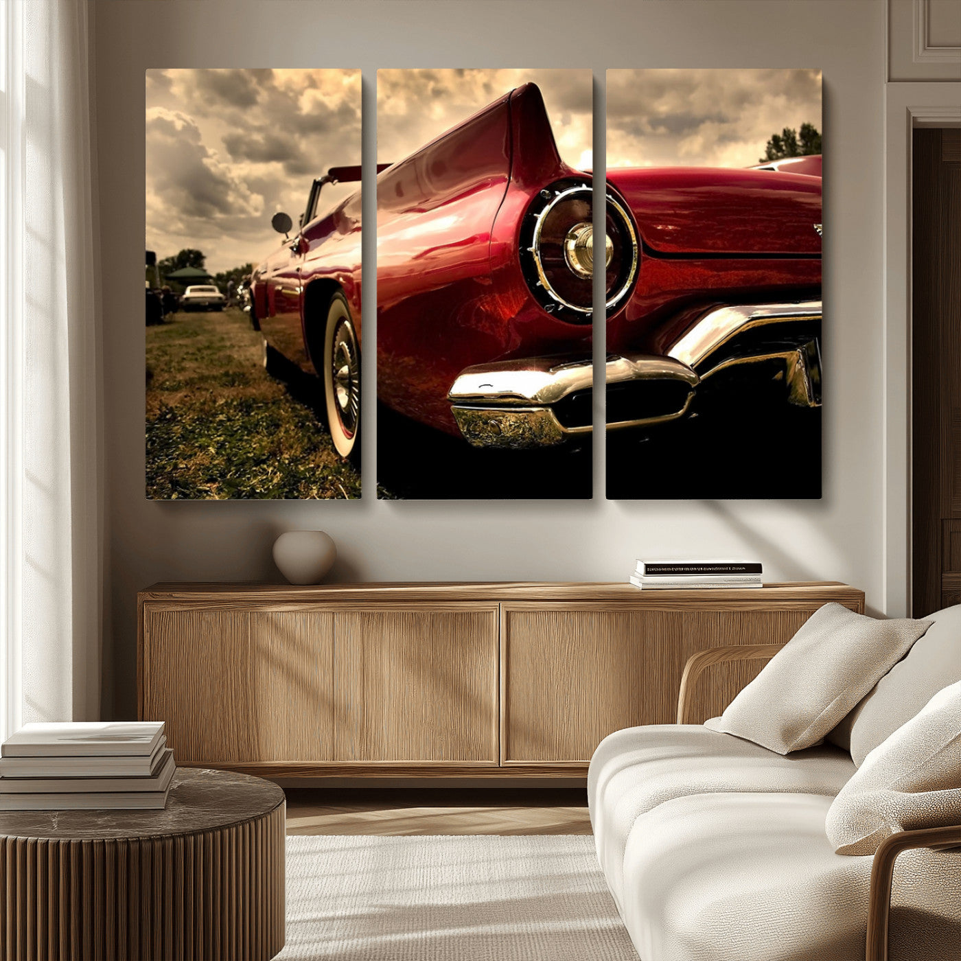 MGV-CV-48X32-3P - Red Classic Car Wall Art Canvas Print