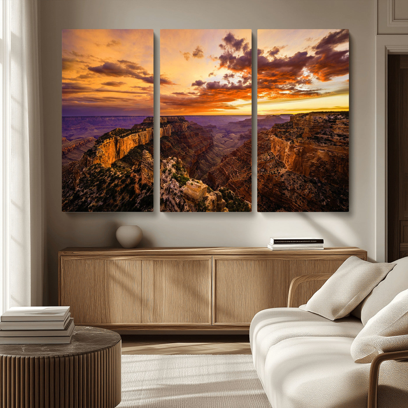 MGV-CV-48X32-3P - Mesmerizing Sunset from Grand Canyon Nal Park Wall Art, Grand Canyon Canvas Print