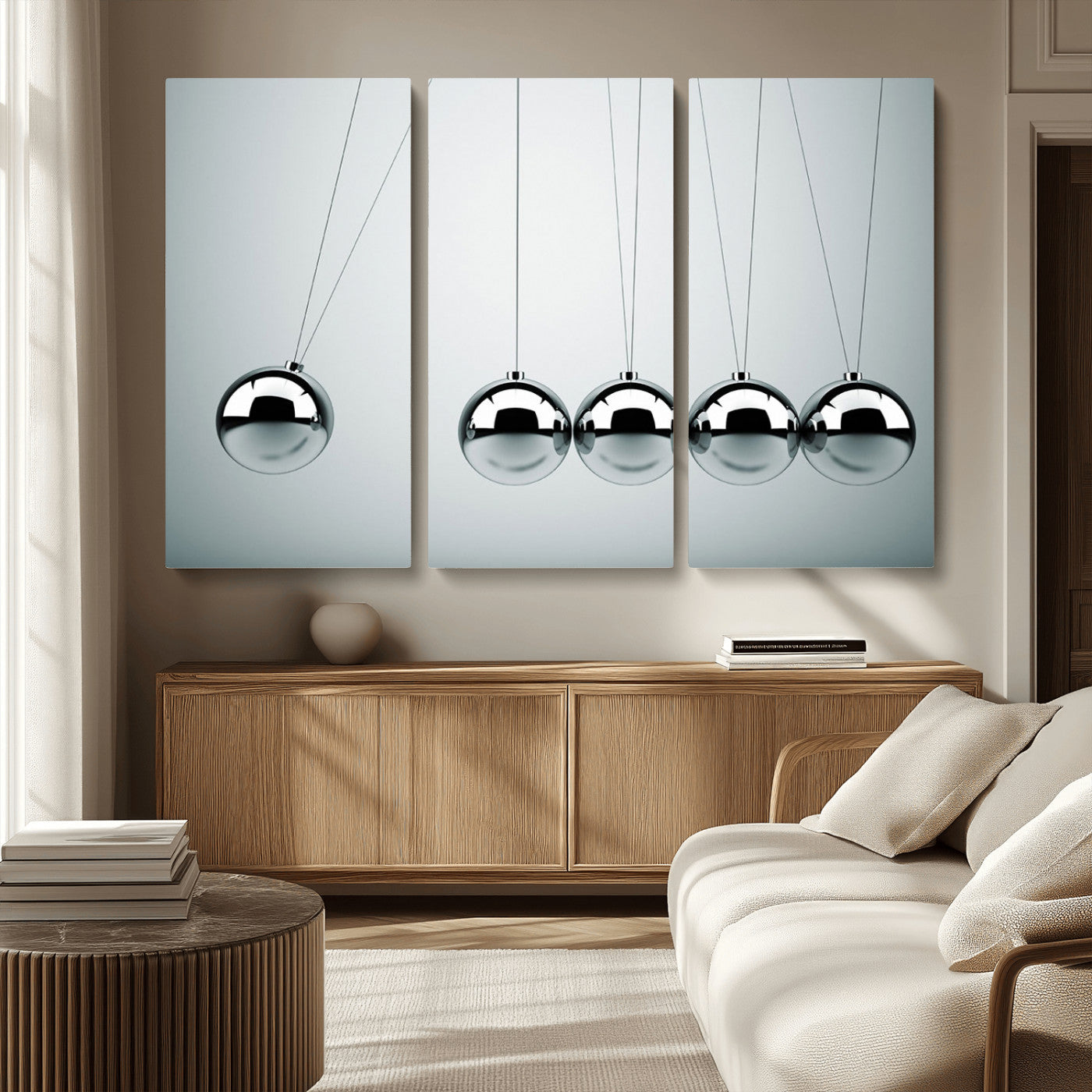 MGV-CV-48X32-3P - Newton's Cradle Wall Art Canvas Print, Framed Newton Cradle Wall Art
