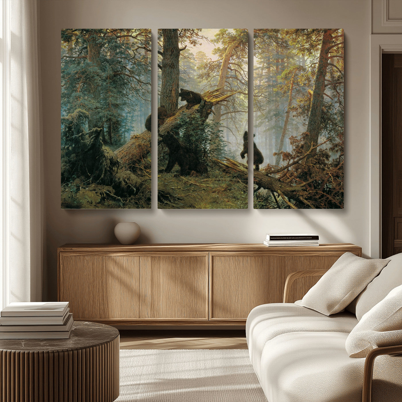 MGV-CV-48X32-3P - Grizzly Bear Cubs Wall Art Canvas Print