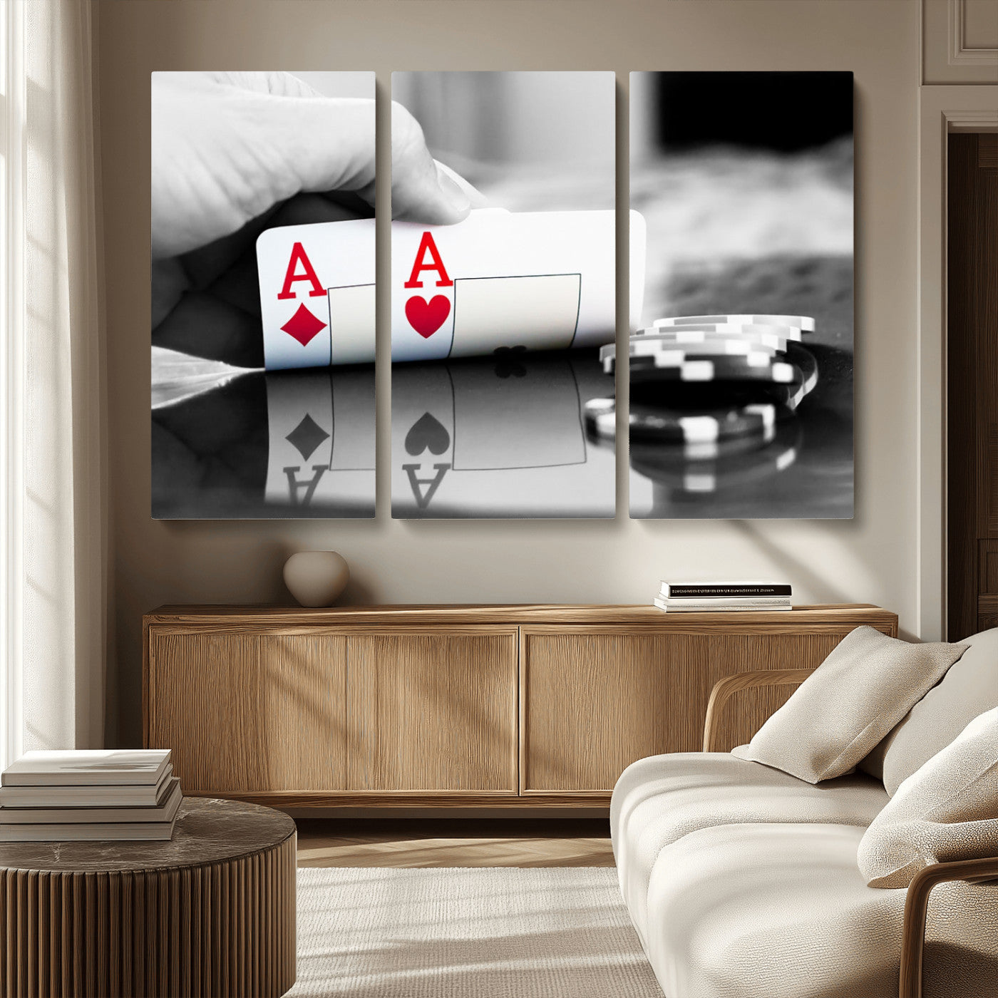 MGV-CV-48X32-3P - Aces Poker Art Poker Game Wall Art Canvas Print