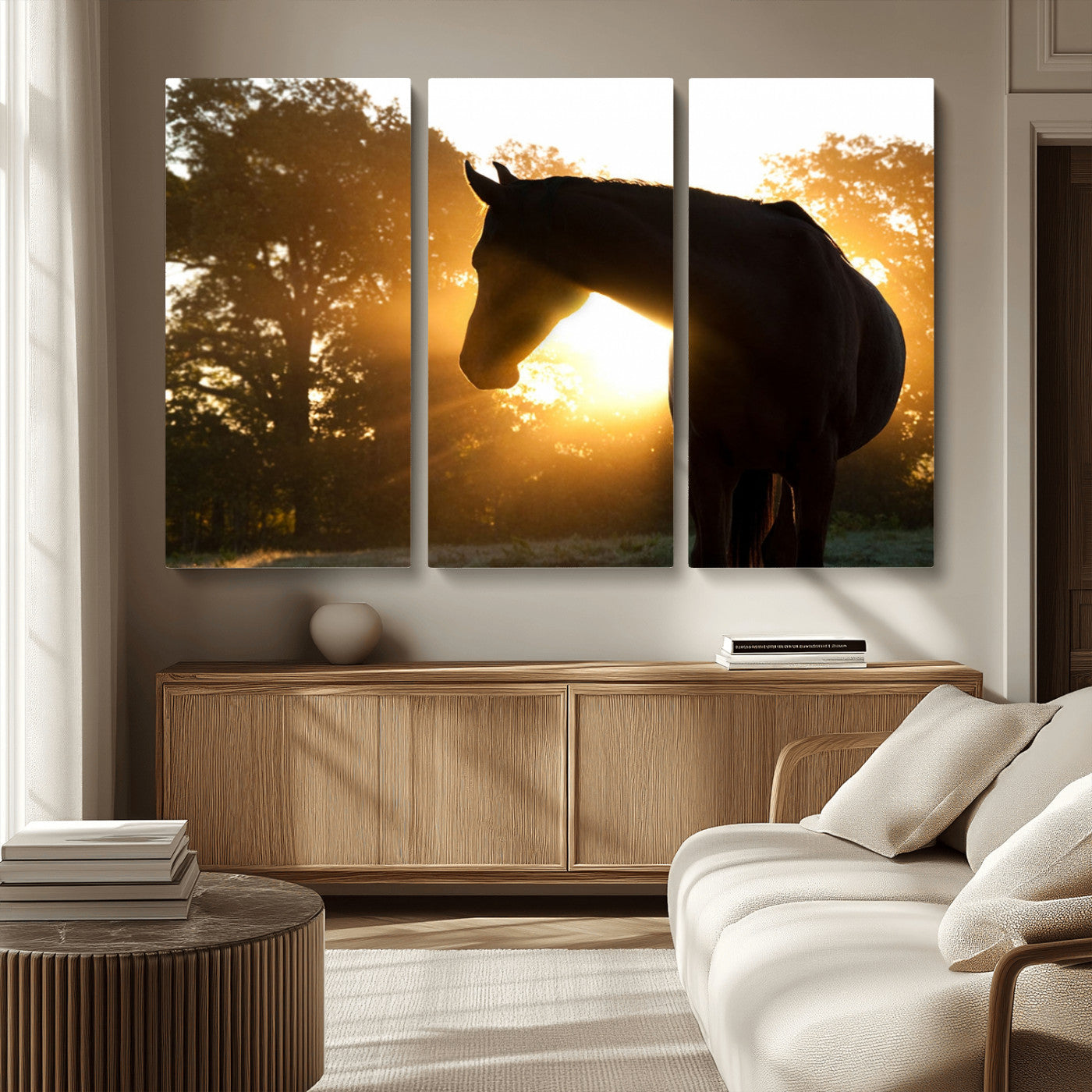 MGV-CV-48X32-3P - Horse at Sunset Wall Art Animal Canvas Print