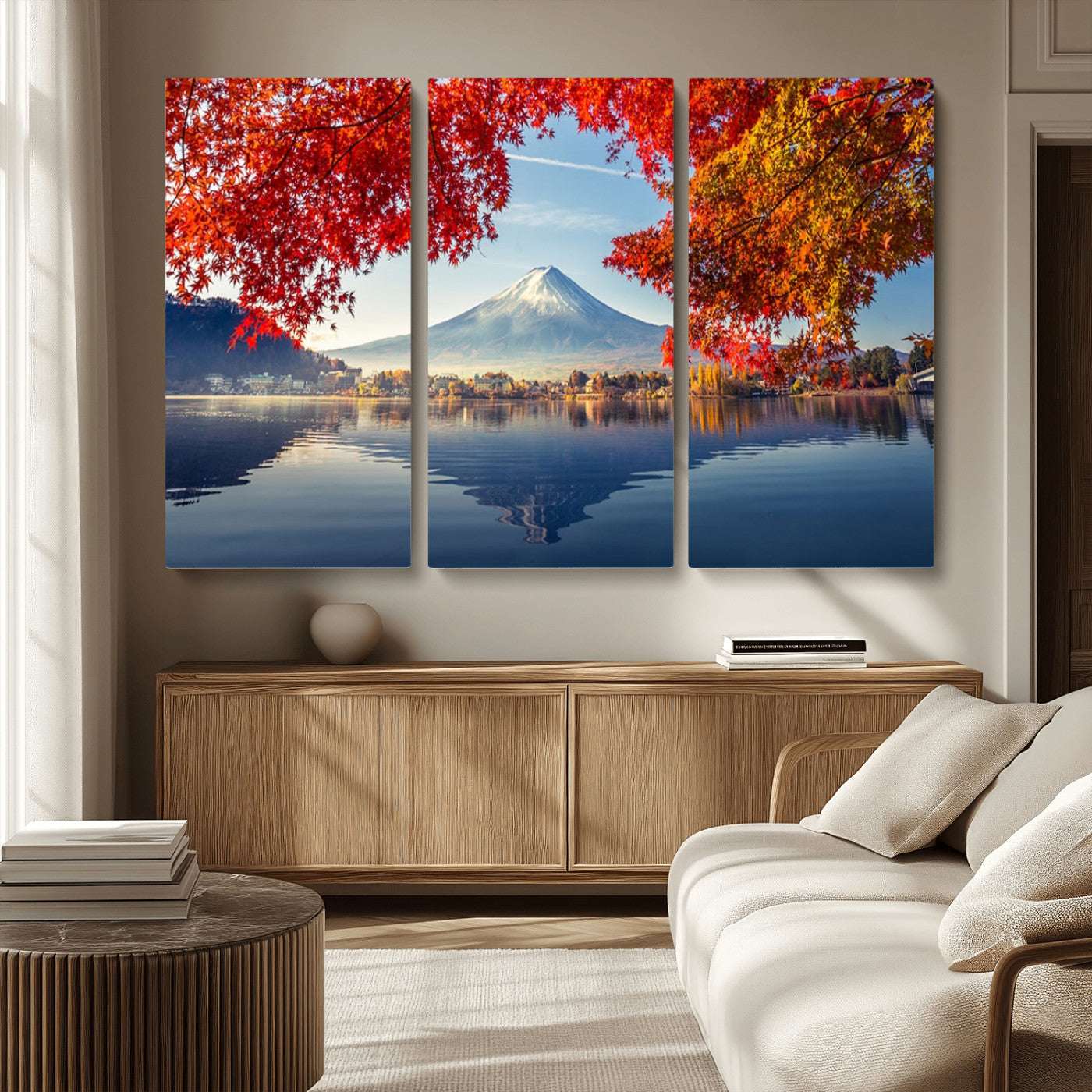 MGV-CV-48X32-3P - Mount Fuji Canvas Wall Art Japan Autumn Mountain Canvas Print Wall Art