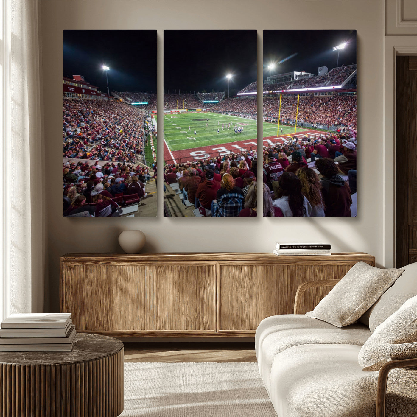 MGV-CV-48X32-3P - American Football Wall Art Canvas Print, Stadium Sport Wall Art Print