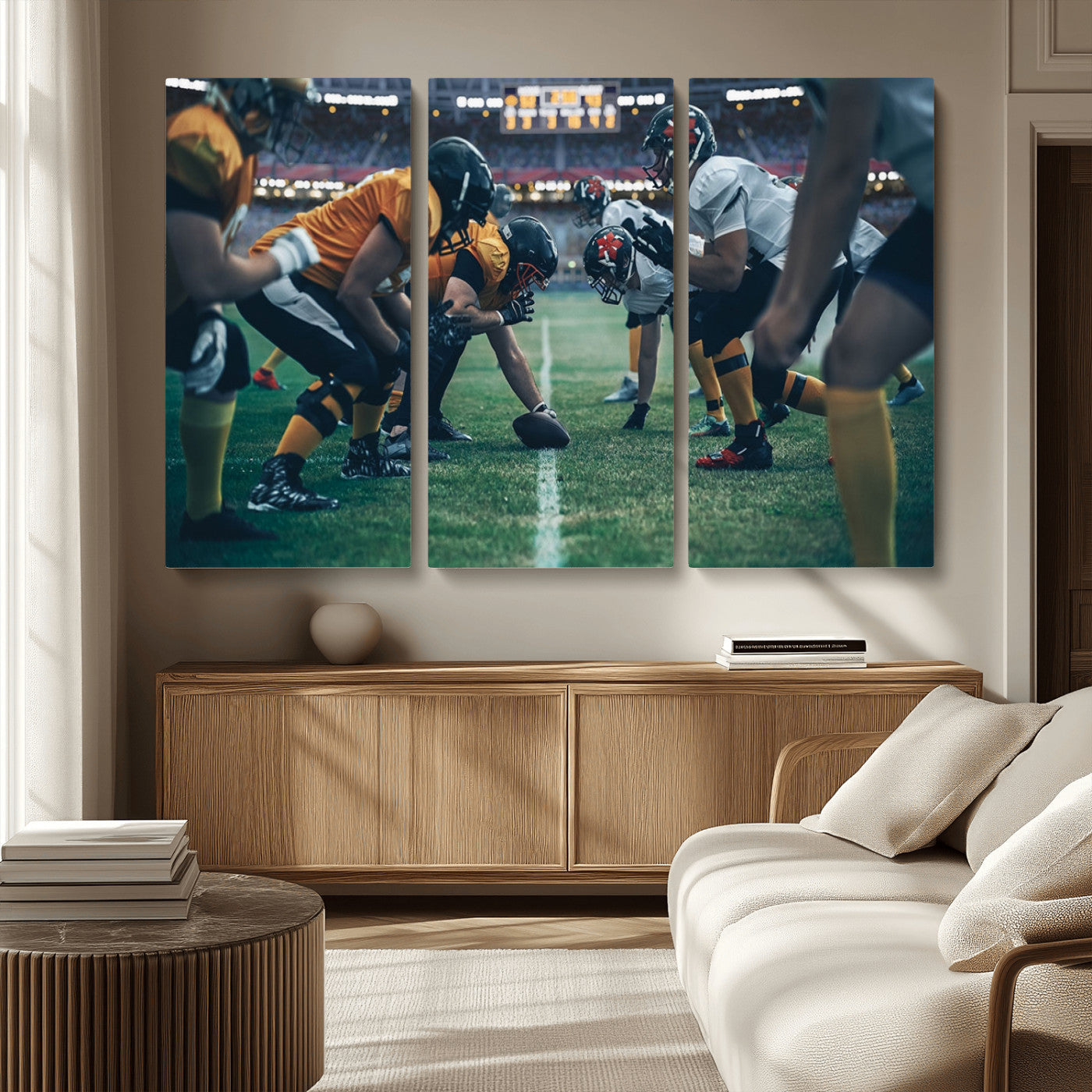 -American Football Playing Wall Art Canvas Print