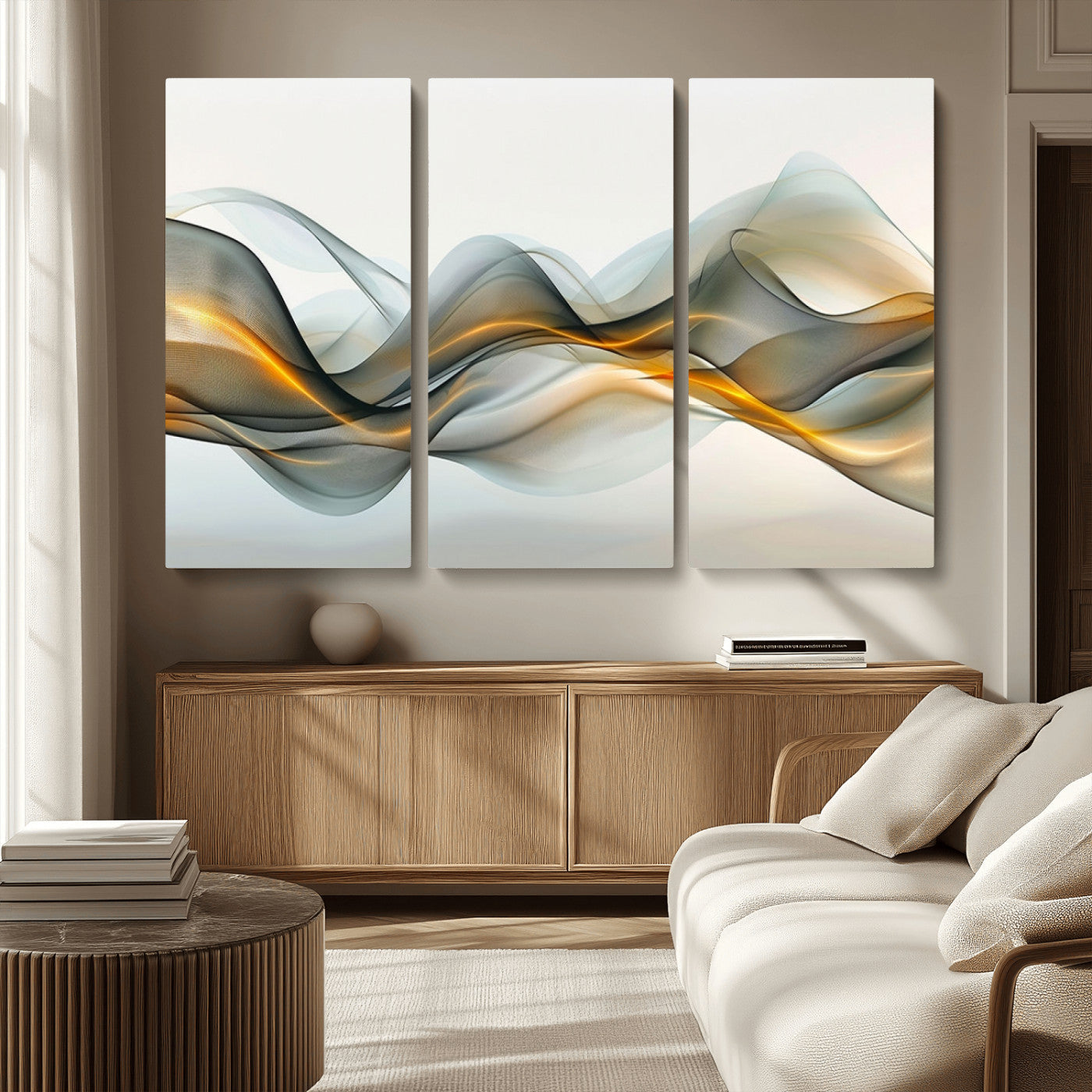 -Abstract Wave Canvas Wall Art – Fluid Contemporary Elegance in Motion – Ready to Hang