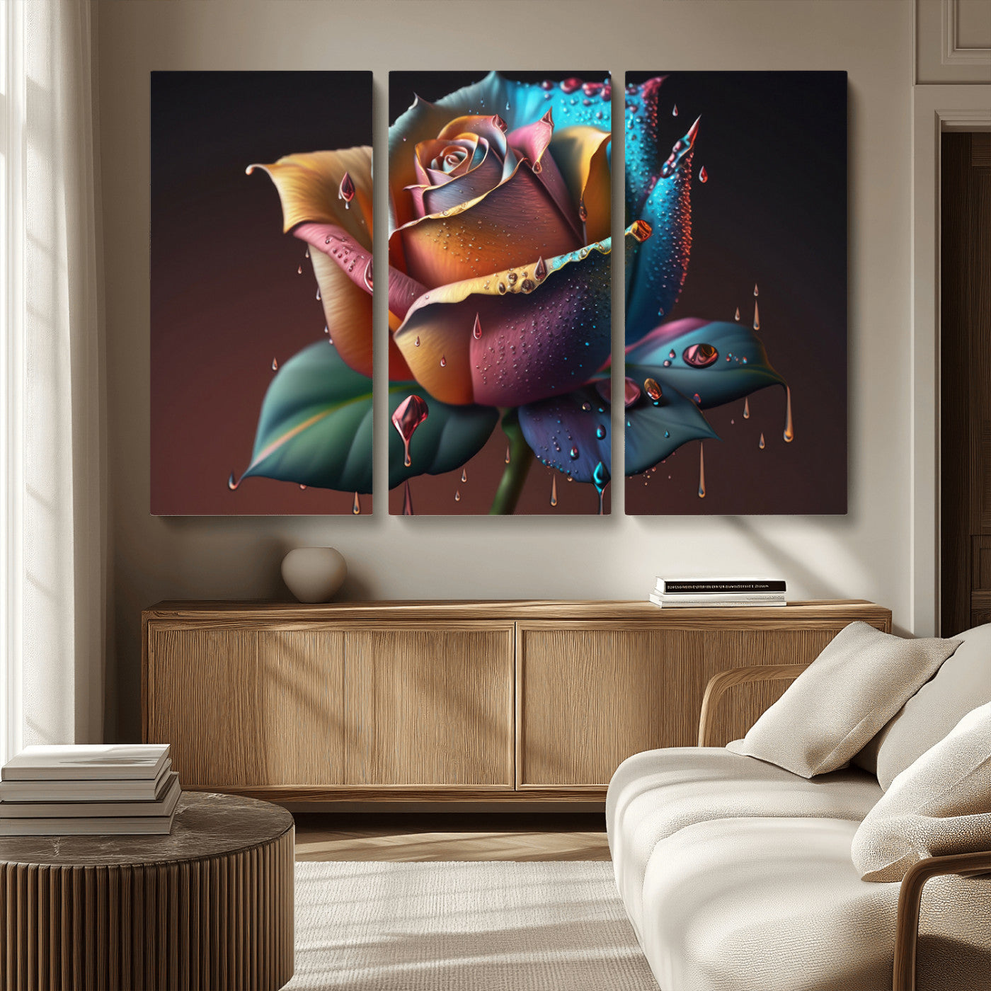 MGV-CV-48X32-3P - Abstract Rose Wall Art Canvas Print
