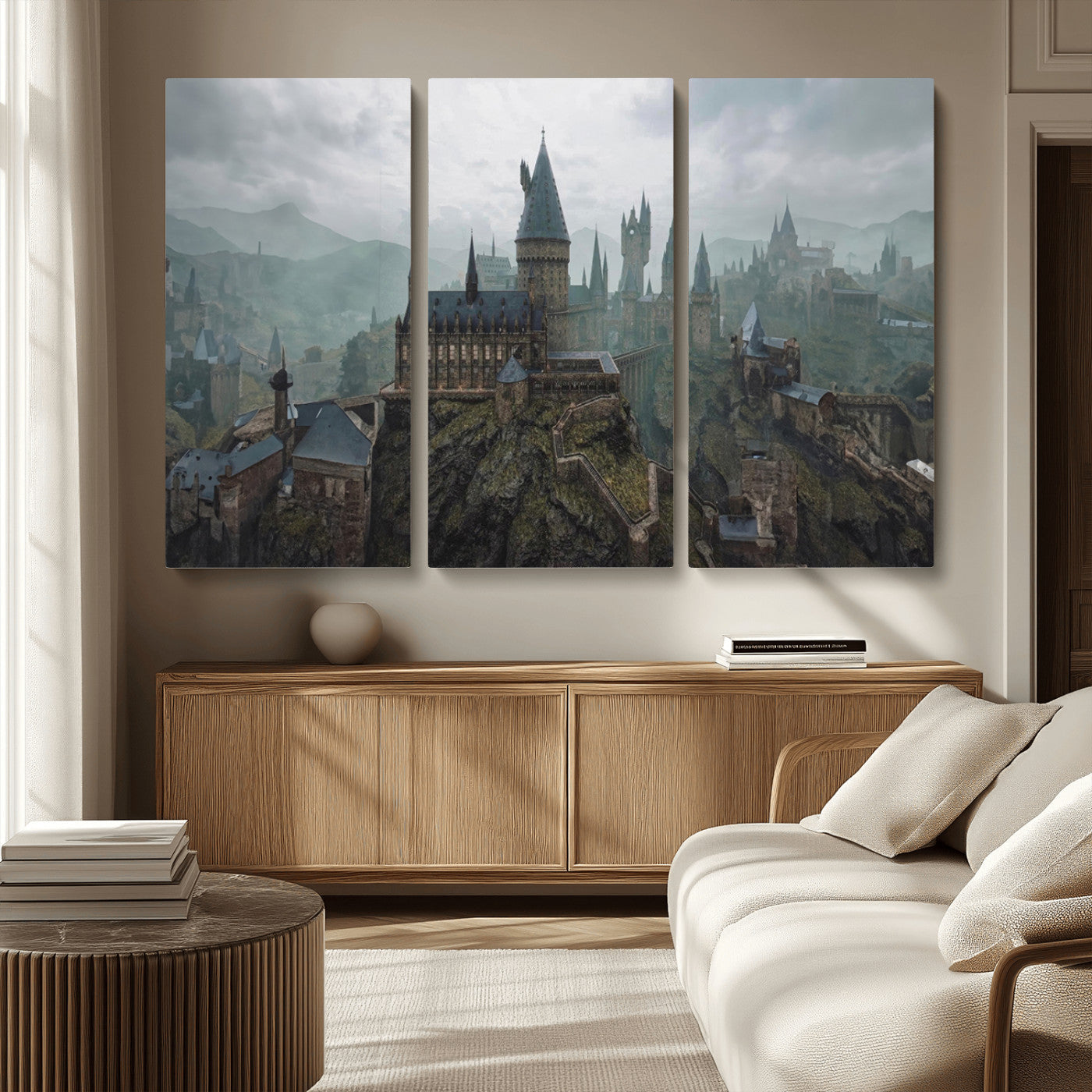 MGV-CV-48X32-3P - Disney Castle Wall Art Canvas Print, Living Kids Home Room Decor Art Print