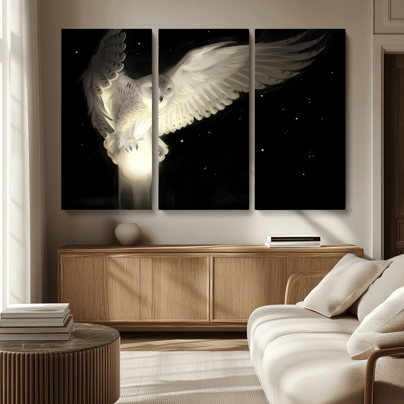 MGV-CV-48X32-3P - Night Owl Art -  Illuminating the Darkness – Unique Animal-Inspired Wall Art for Modern Decor |