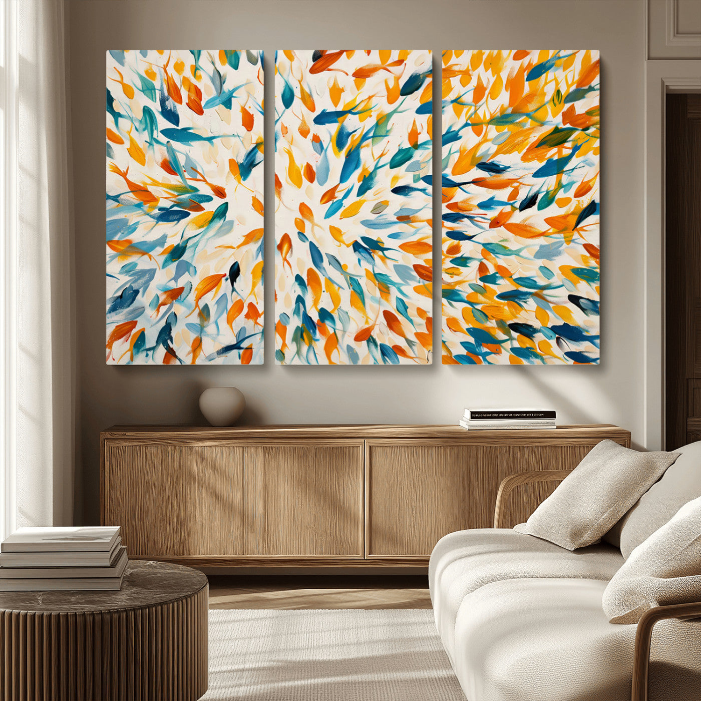 -Colorful Fish Wall Art Print – Abstract Ocean-Inspired Wall Art for Modern Spaces | Framed Canvas,