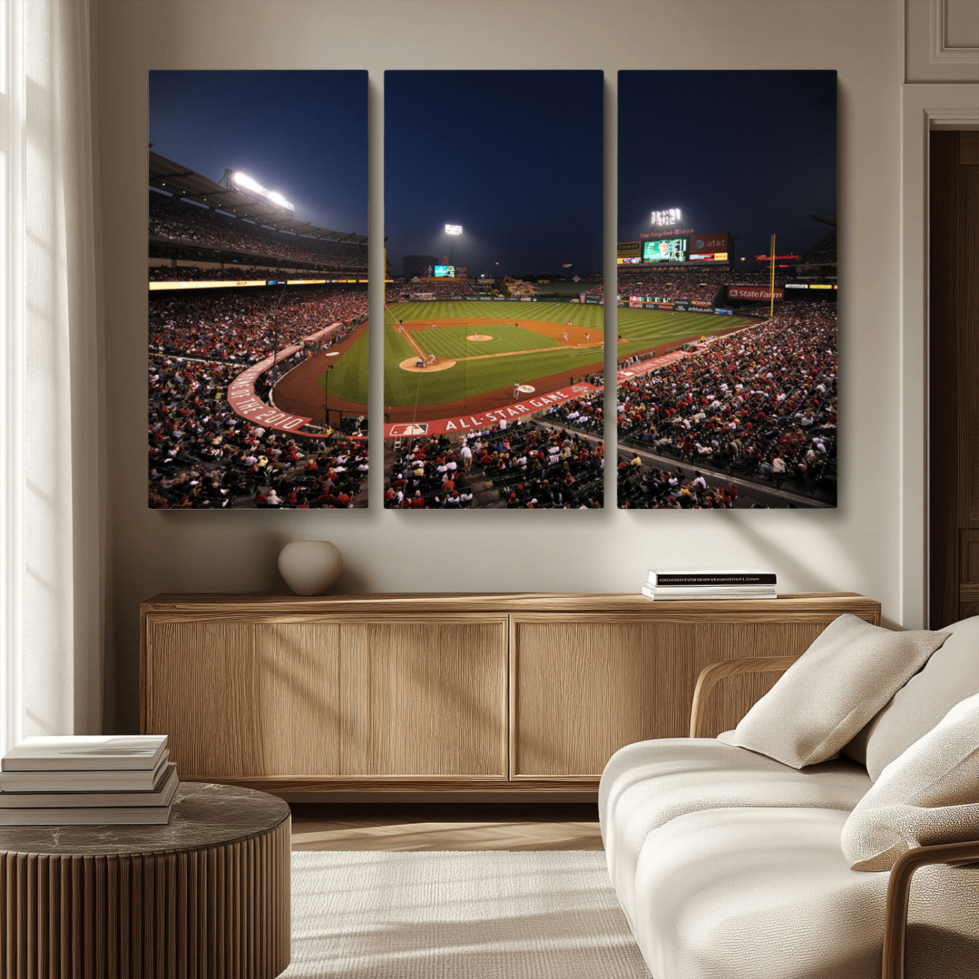 MGV-CV-48X32-3P - Los Angeles Angels Baseball Team Print - Anaheim Angel Stadium Wall Art Canvas Print