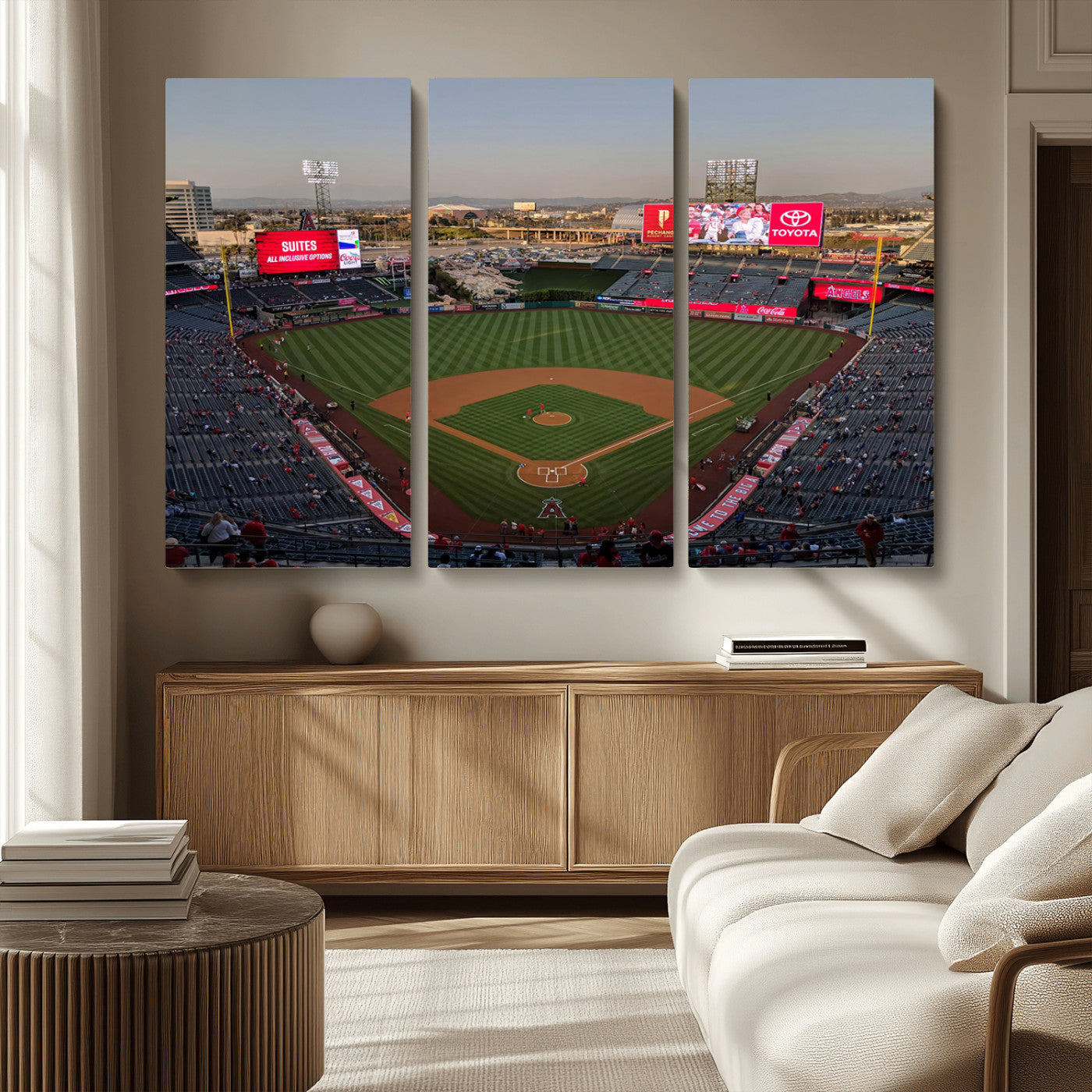 MGV-CV-48X32-3P - Los Angeles Angels Baseball Canvas Print - Anaheim Angel Stadium Wall Art Canvas Print