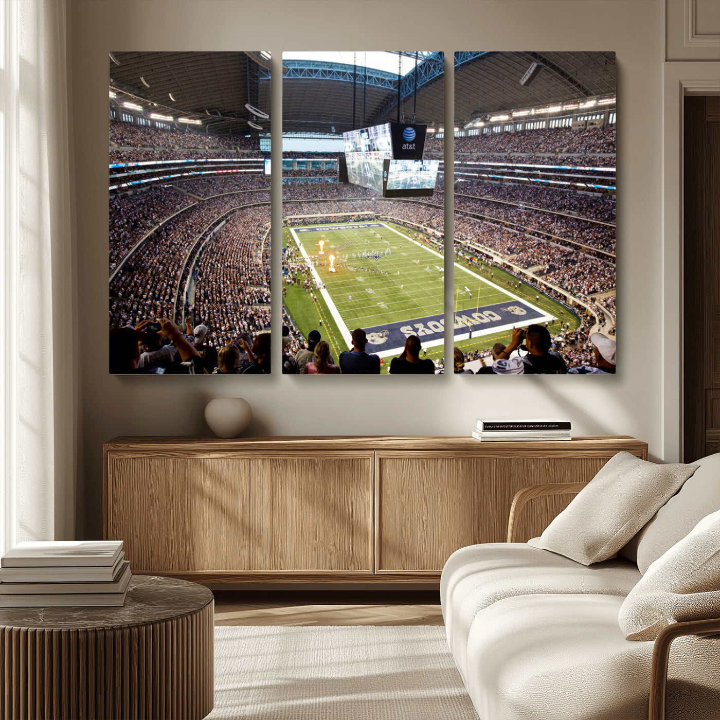 MGV-CV-48X32-3P - Dallas Cowboys Football Team Print - Arlington AT&T Stadium Wall Art Canvas Print
