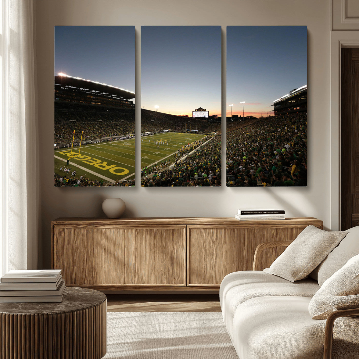 MGV-CV-48X32-3P - Oregon Ducks Football Team Print - Eugene Autzen Stadium Wall Art Canvas Print